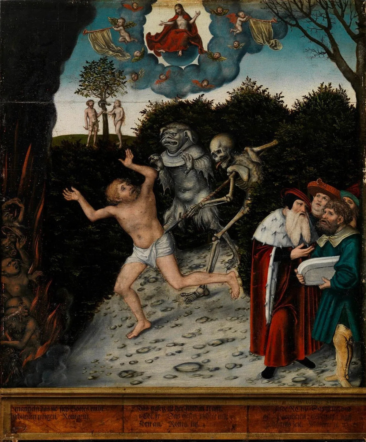 Allégorie de la Loi et de la Miséricorde : La Chute de l'homme - Lucas Cranach the Elder image 1 copie peinte à la main à l’huile
