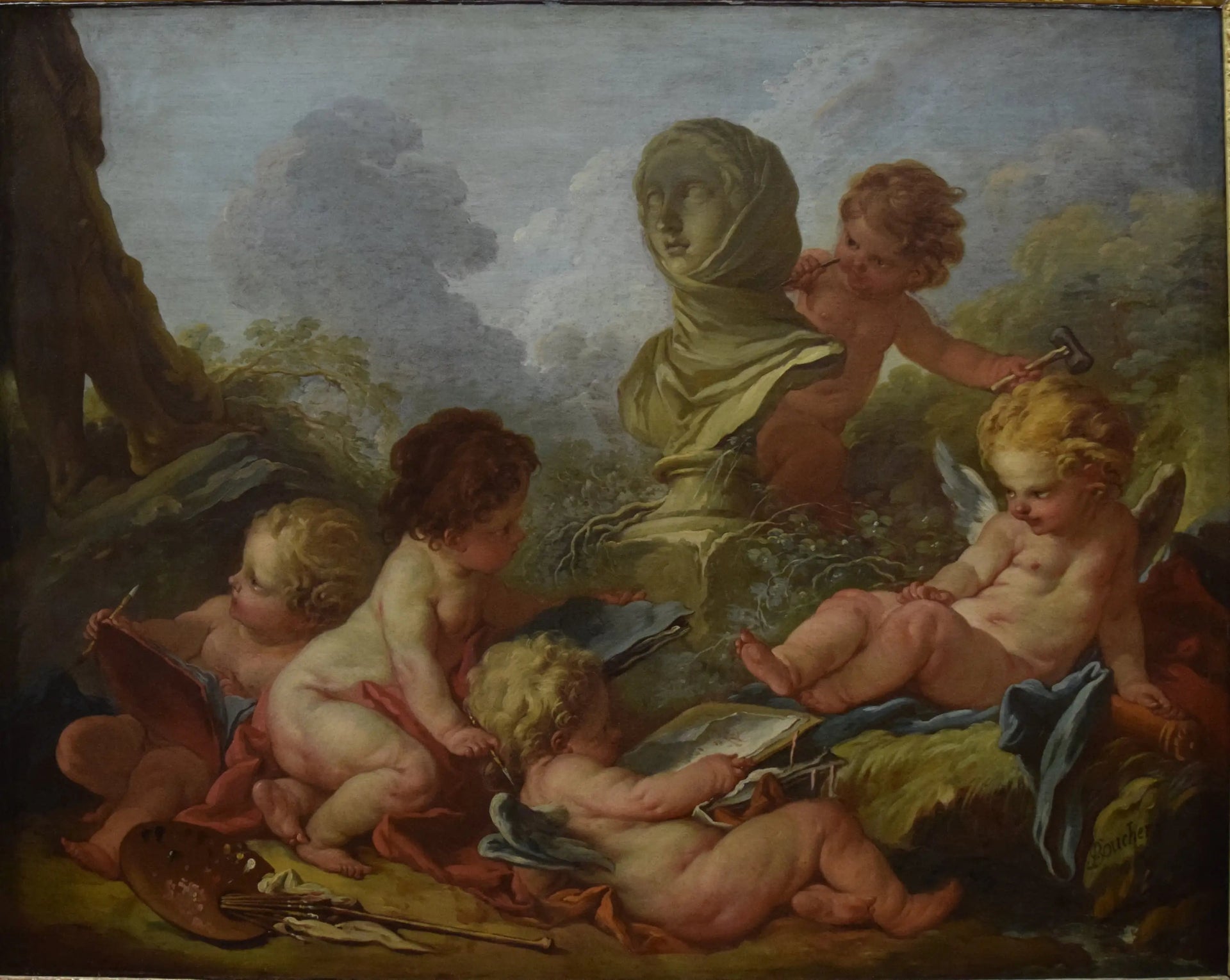 Allégorie de la peinture et de la sculpture - François Boucher image 1 reproduction d’œuvre d’art à l’huile