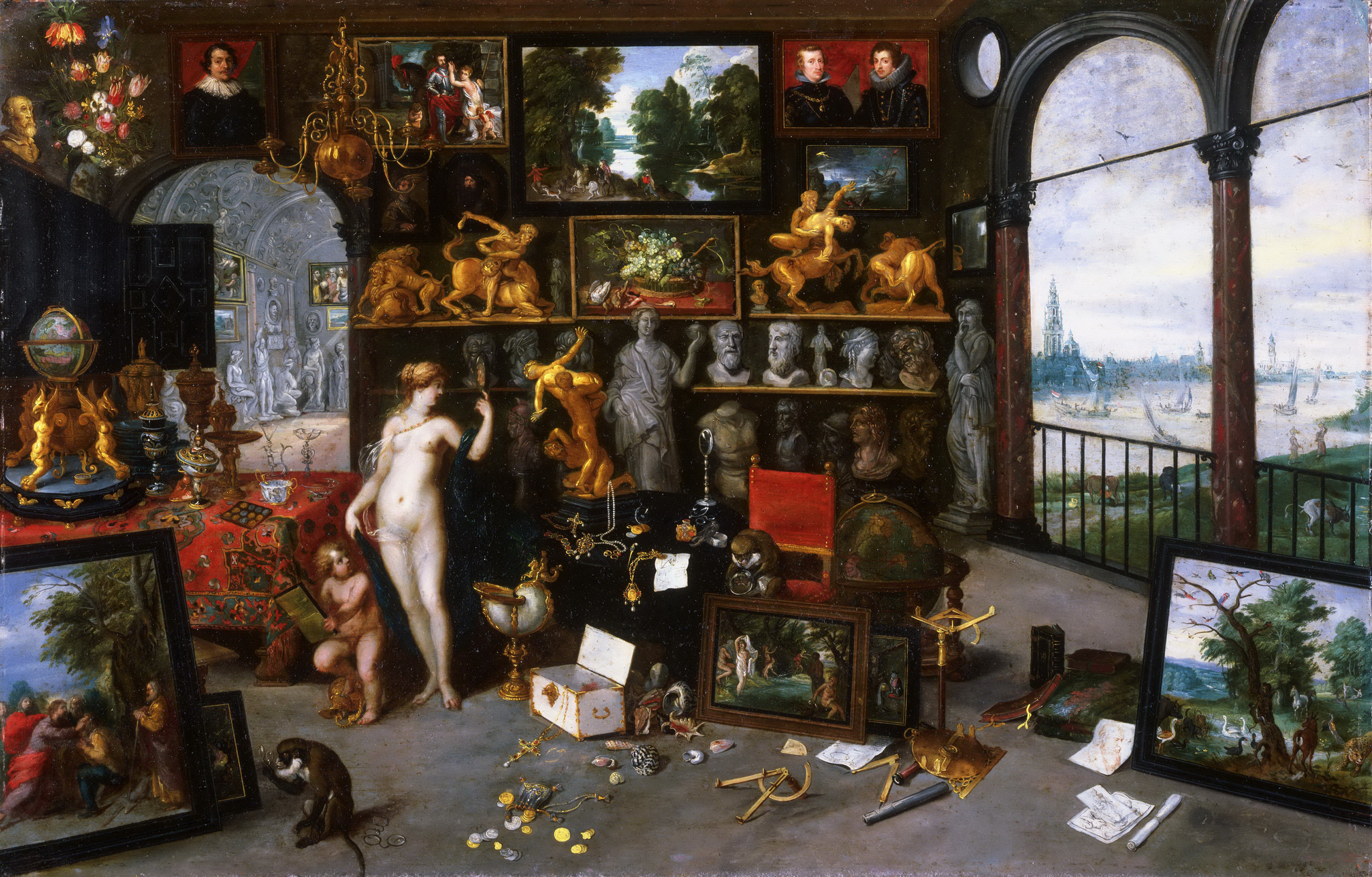 Allégorie de la vue (Vénus et Cupidon dans une galerie de tableaux) - Jan Brueghel le Jeune image 1 tableau peint à l’huile sur toile