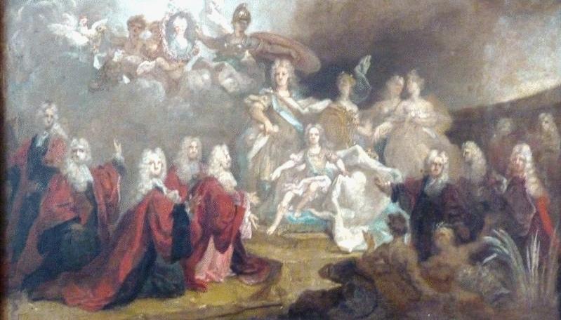 Allégorie des fiançailles de Louis XV avec l'infante Marie-Anne-Victoire d'Espagne (1722) - Nicolas de Largillière image 1 reproduction de peinture à l’huile