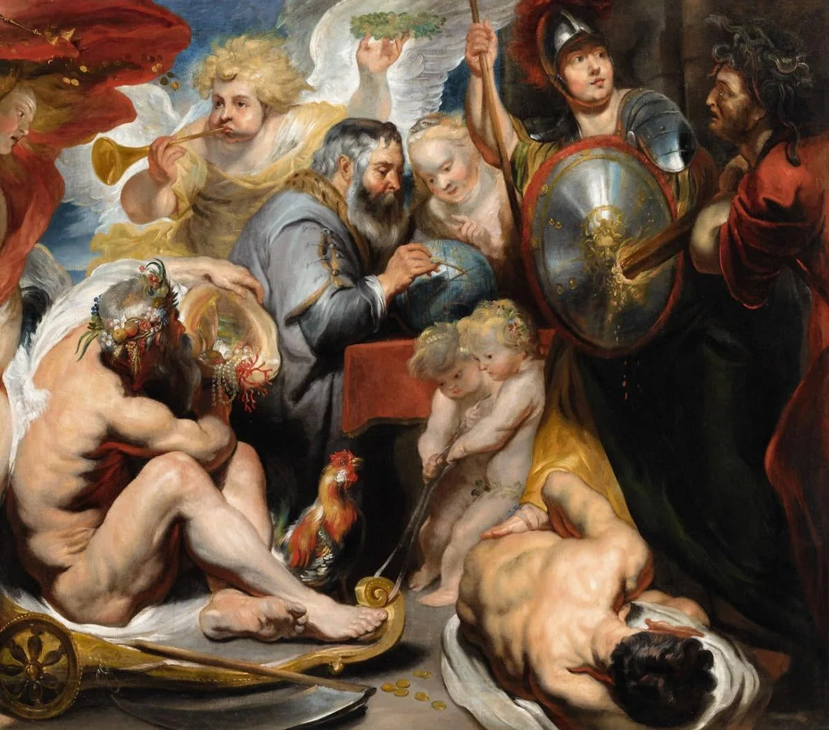 Allégorie des sciences, Minerve et Chronos protégeant les sciences contre l'envie et l'ignorance - Jacob Jordaens image 1 reproduction artisanale de tableau