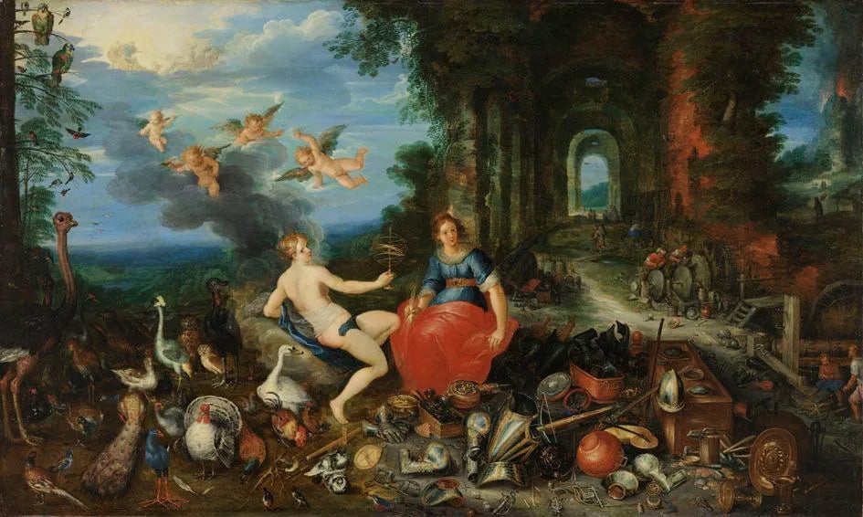 Allégorie du feu et de l'air (deux des quatre éléments) - Jan Brueghel le Jeune image 1 copie de tableau peinte à la main