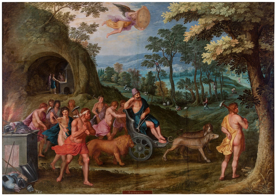 Allégorie du mois de septembre avec le triomphe de Vulcain et le signe de la Balance - Artiste inconnu
