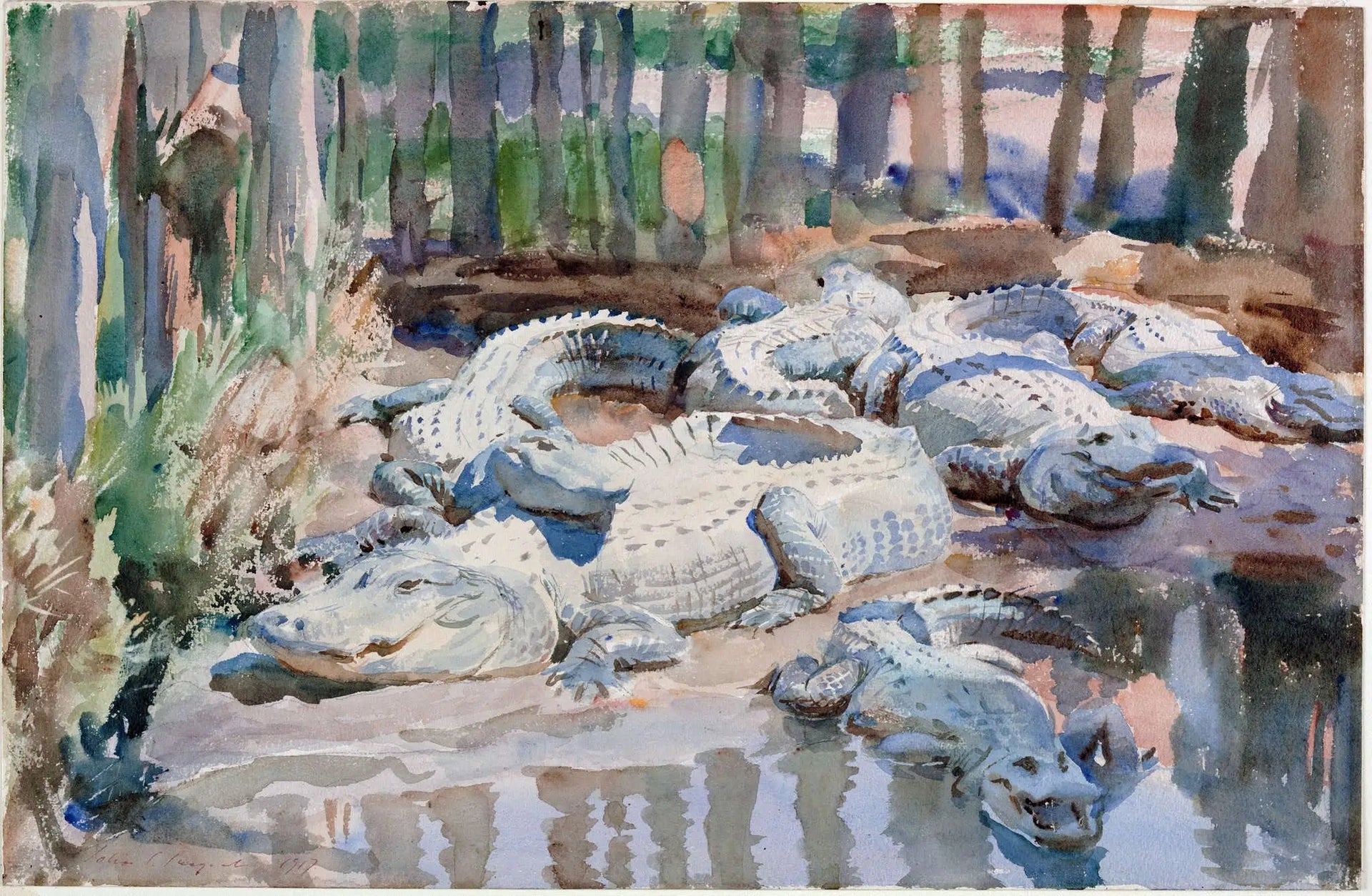 Alligators boueux - John Singer Sargent image 1 reproduction de peinture à l’huile