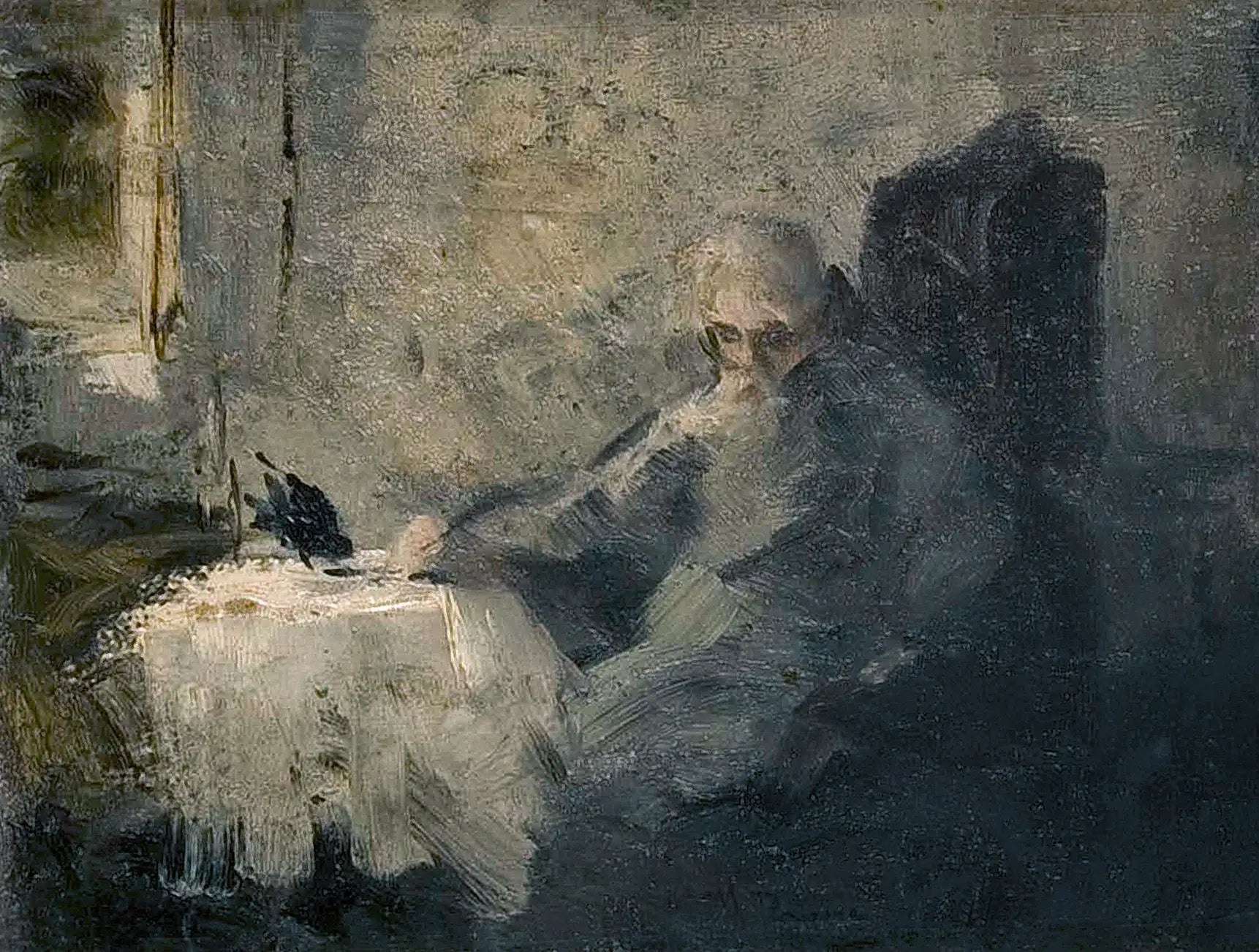 Alter Mann und Rabe - Ilya Repin image 1 reproduction artisanale de tableau