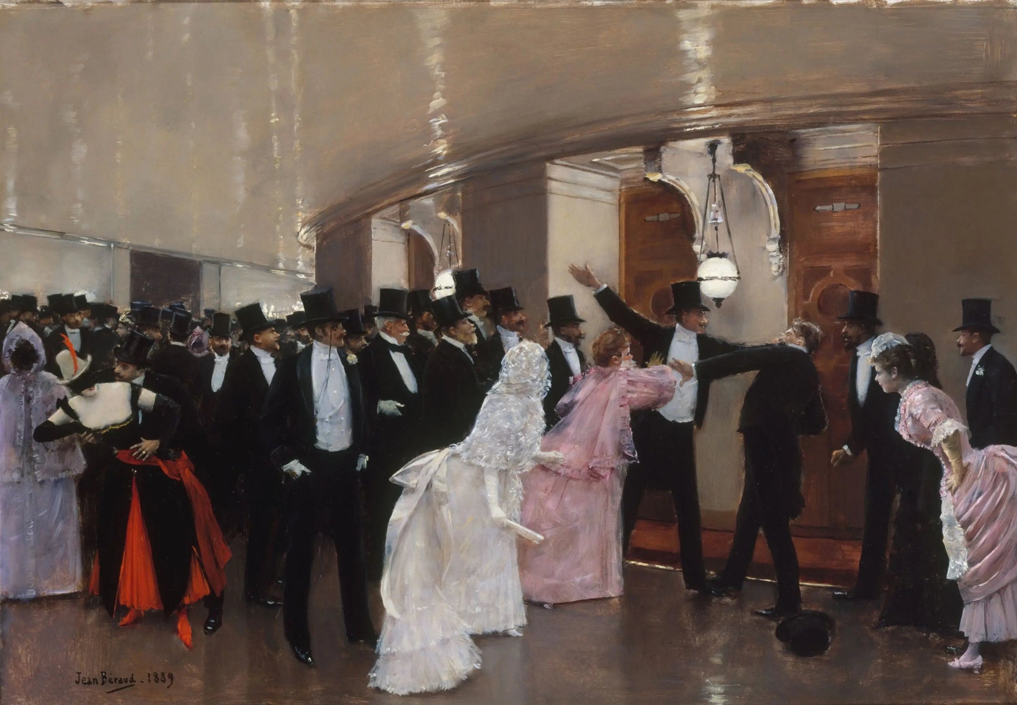 Altercation dans les couloirs de l'Opéra - Jean Béraud image 1 reproduction de peinture à l’huile