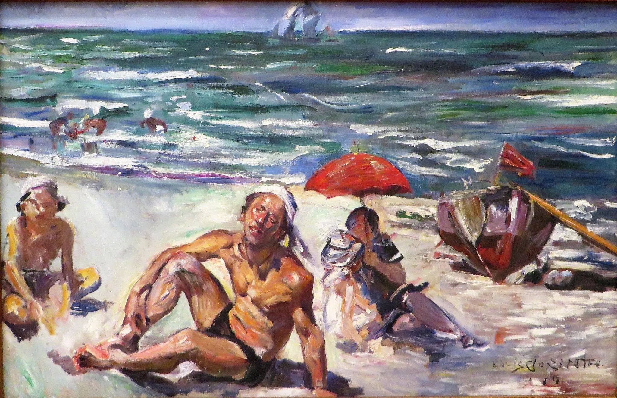 Am Strand von Forte dei Marmi - Lovis Corinth image 1 copie peinte à la main à l’huile