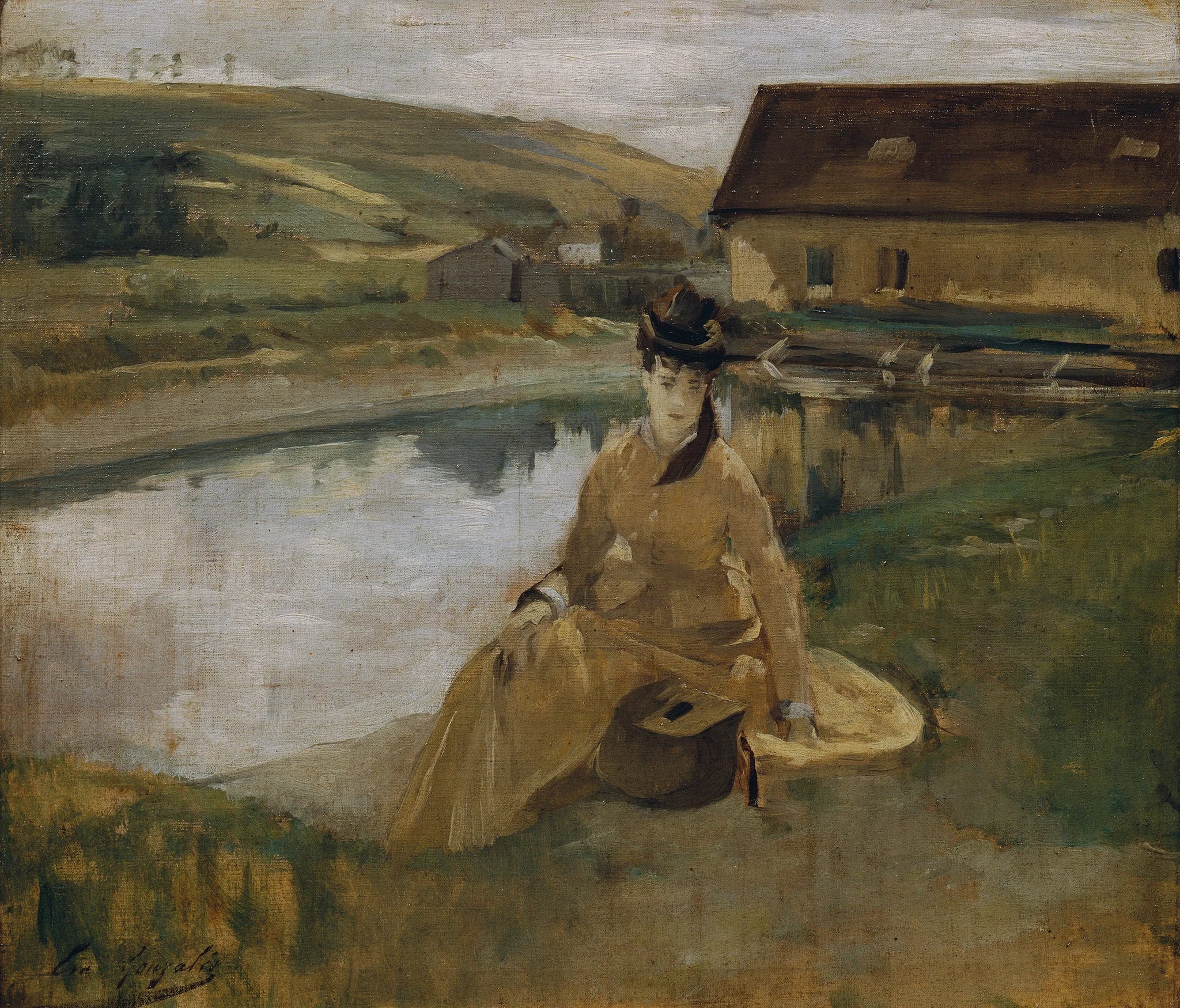 Am Wasser (À l'eau) - Eva Gonzalès image 1 reproduction d’œuvre d’art à l’huile