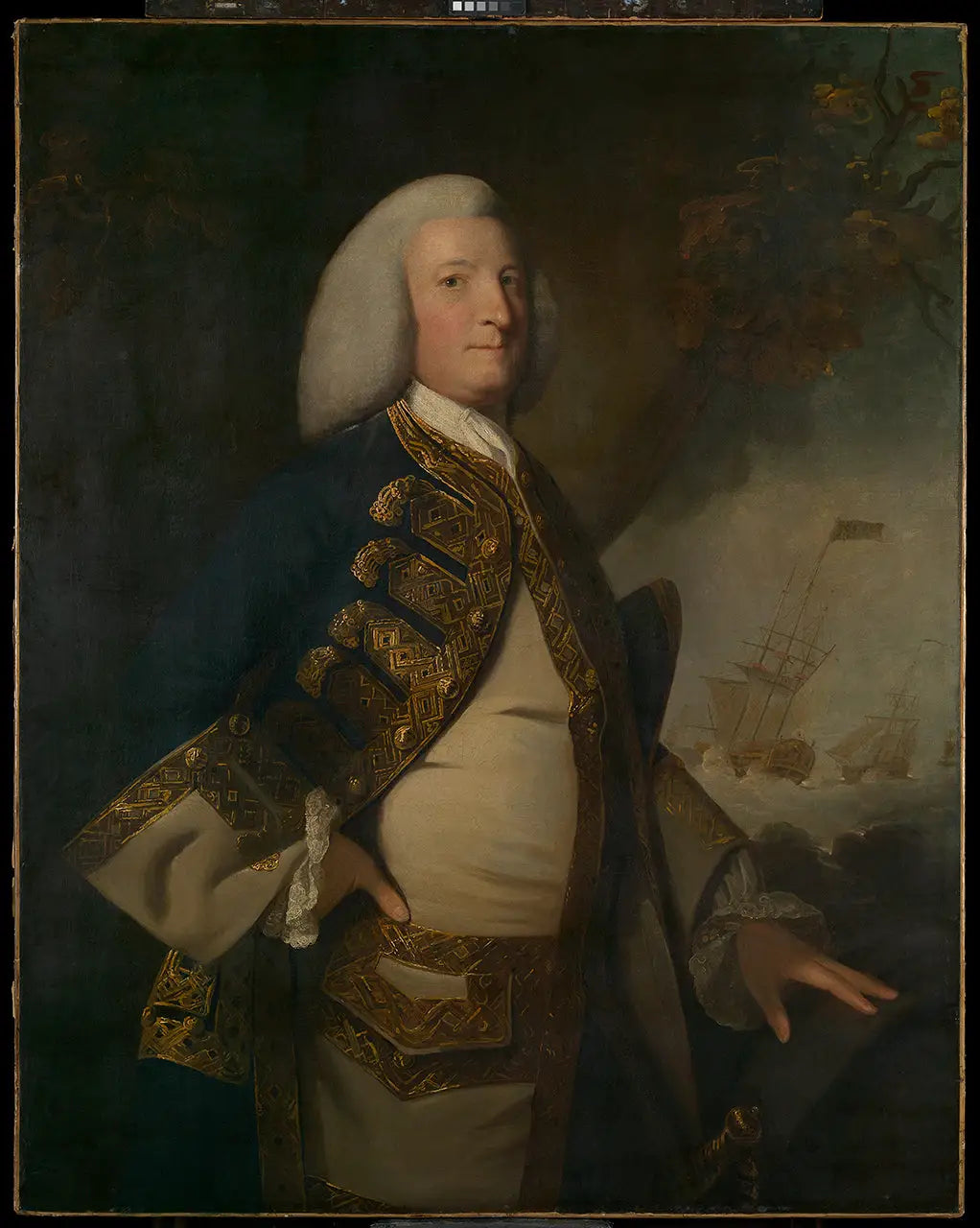 Amiral Sir George Anson, 1er baron Anson (1697-1762) - Joshua Reynolds image 1 copie de tableau peinte à la main