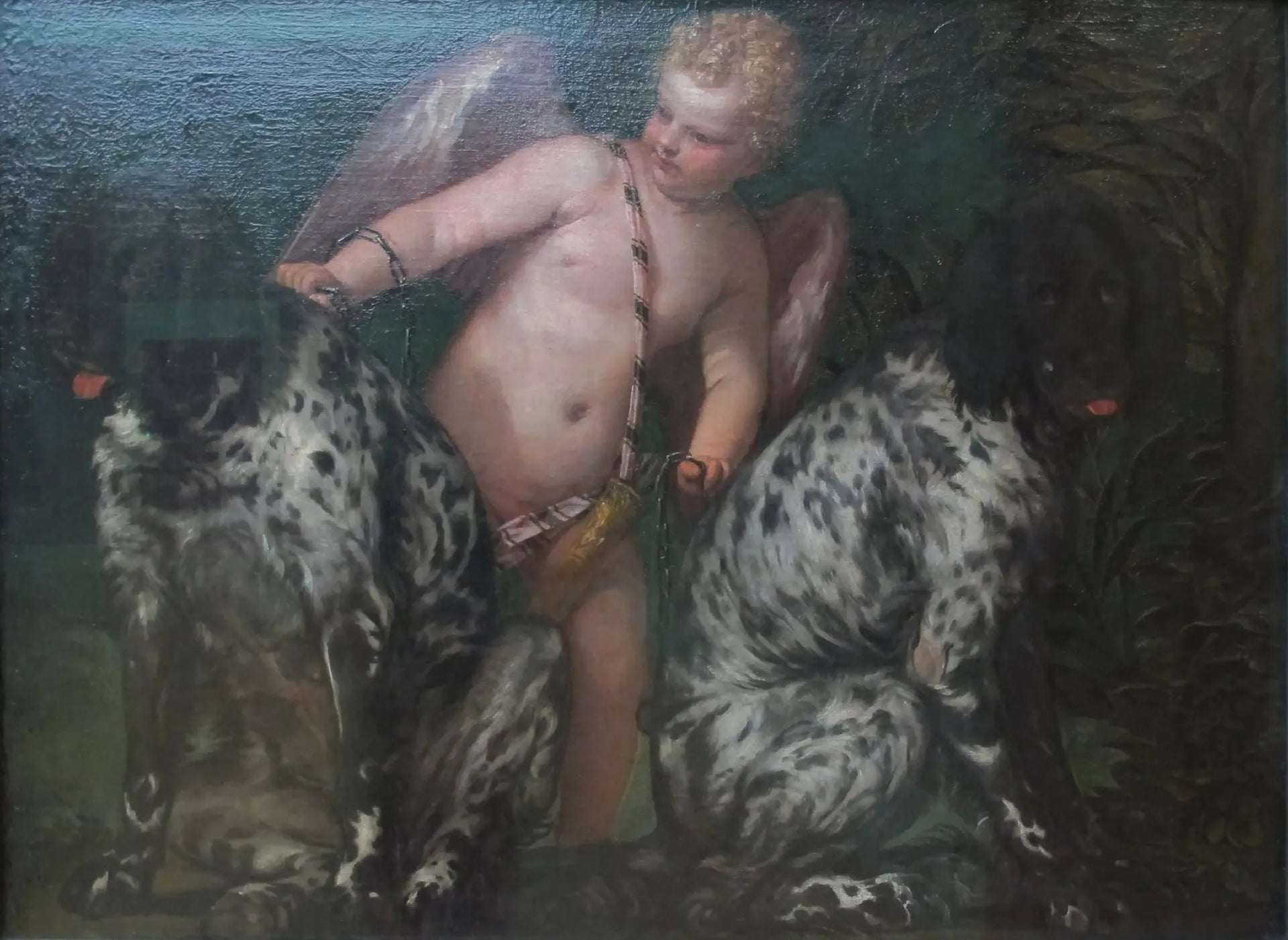 Amor mit zwei Hunden - Paul Véronèse image 1 copie de tableau peinte à la main