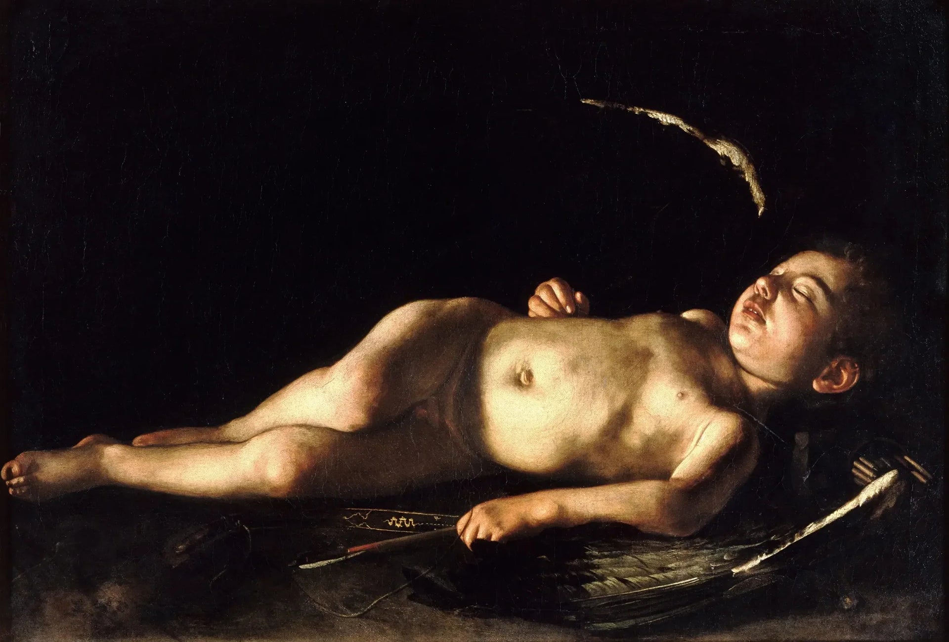 Amour endormi - Le Caravage image 1 copie de tableau peinte à la main