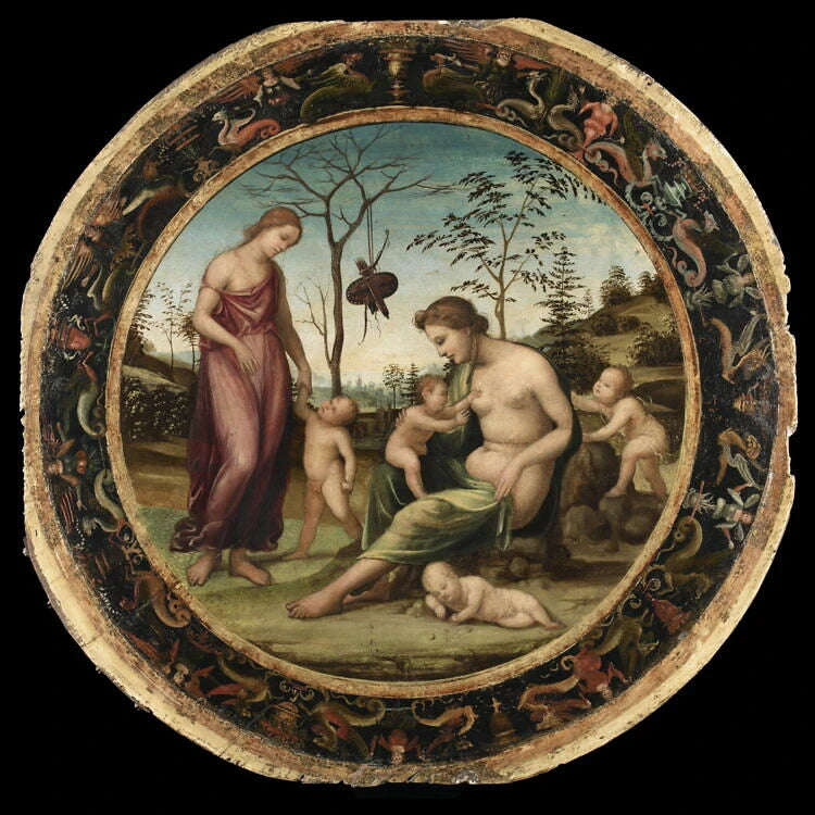 L'Amour et la Charité, dit jadis Vénus terrestre avec Éros et Vénus céleste avec Antéros et deux autres Cupidons ou Allégorie de l'Amour - Il Sodoma