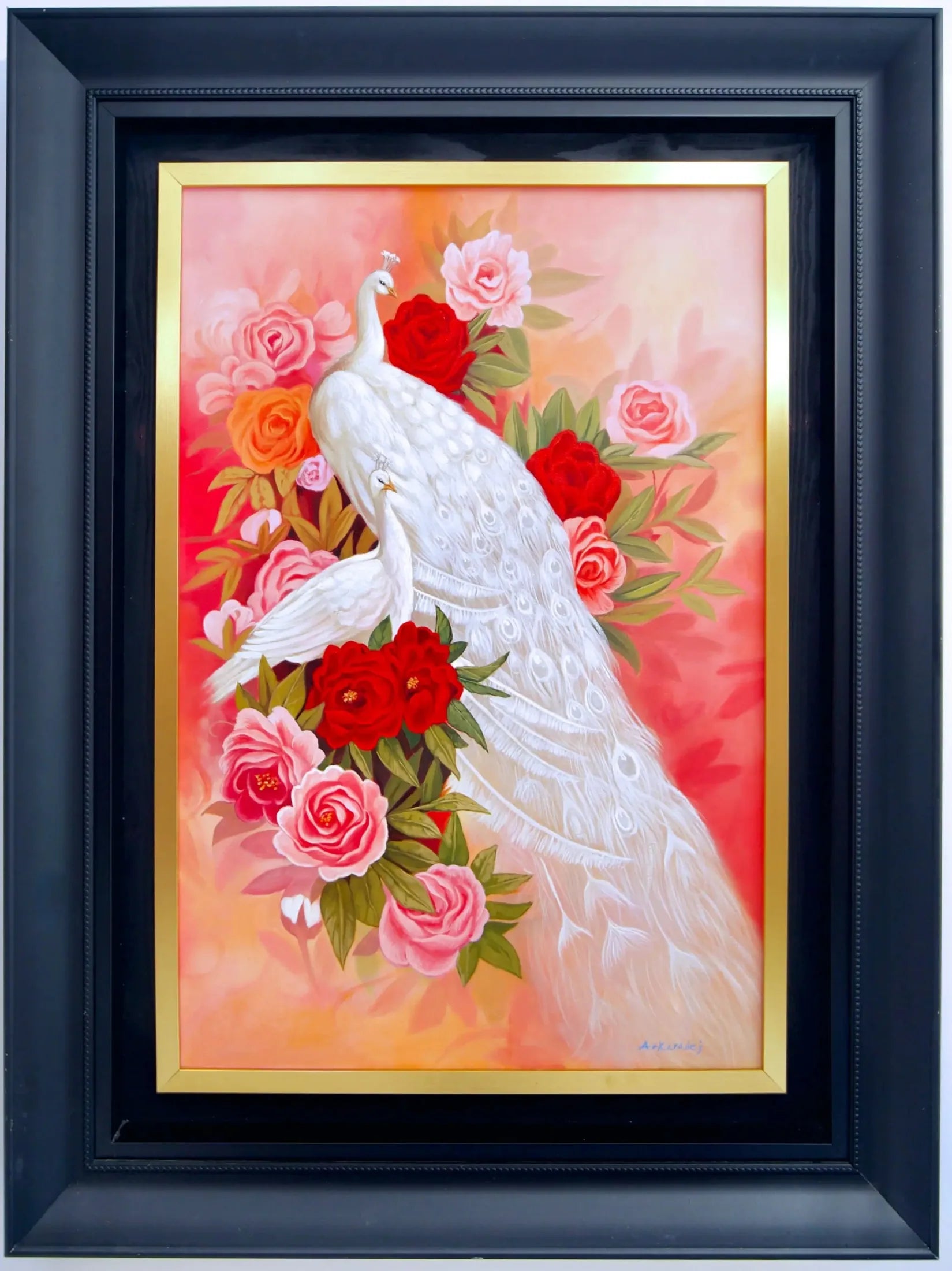 Amour et Paon Blanc | 60 x 90 cm image 4 reproduction de peinture à l’huile