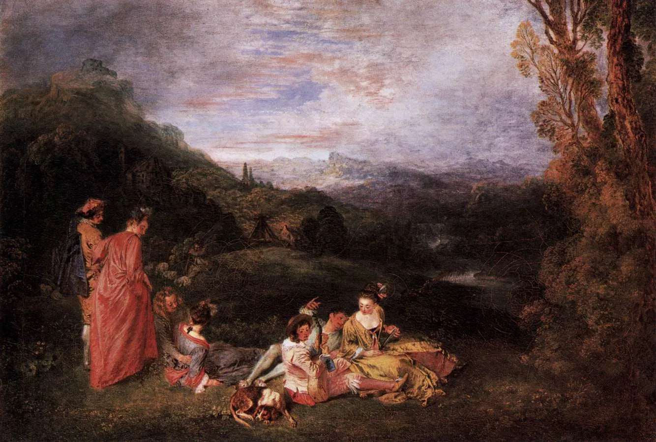 Amour paisible - Antoine Watteau image 1 reproduction réalisée par Alpha Reproduction