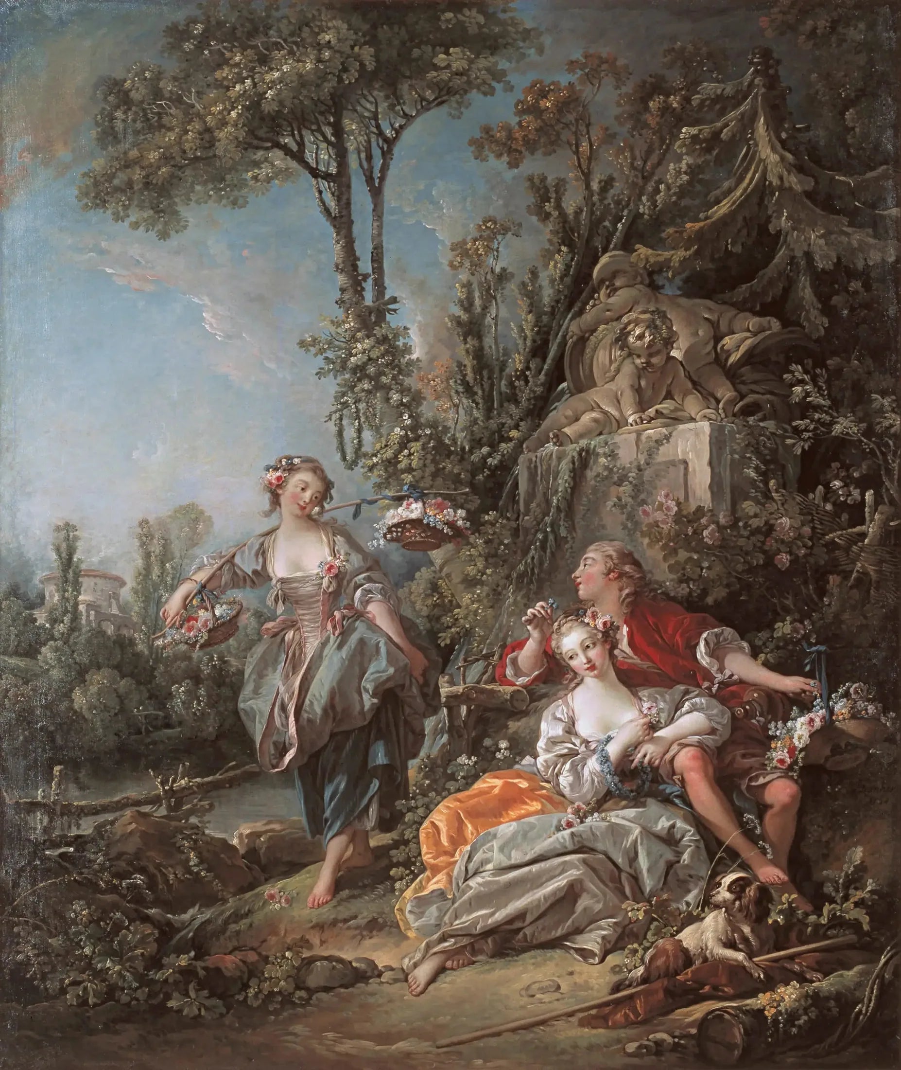 Amoureux dans un parc - François Boucher image 1 copie peinte à la main à l’huile