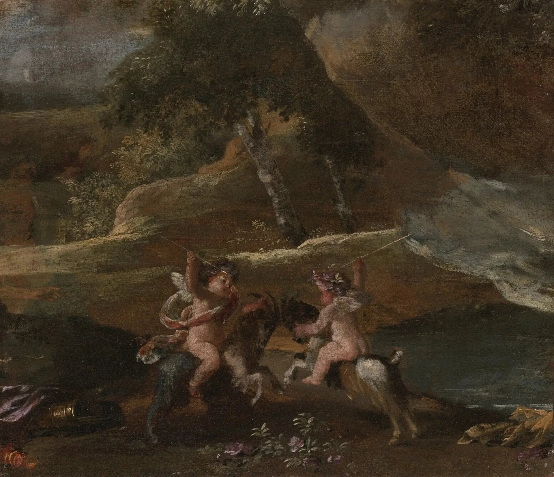 Amours chevauchant des boucs - Nicolas Poussin image 1 tableau peint à l’huile sur toile