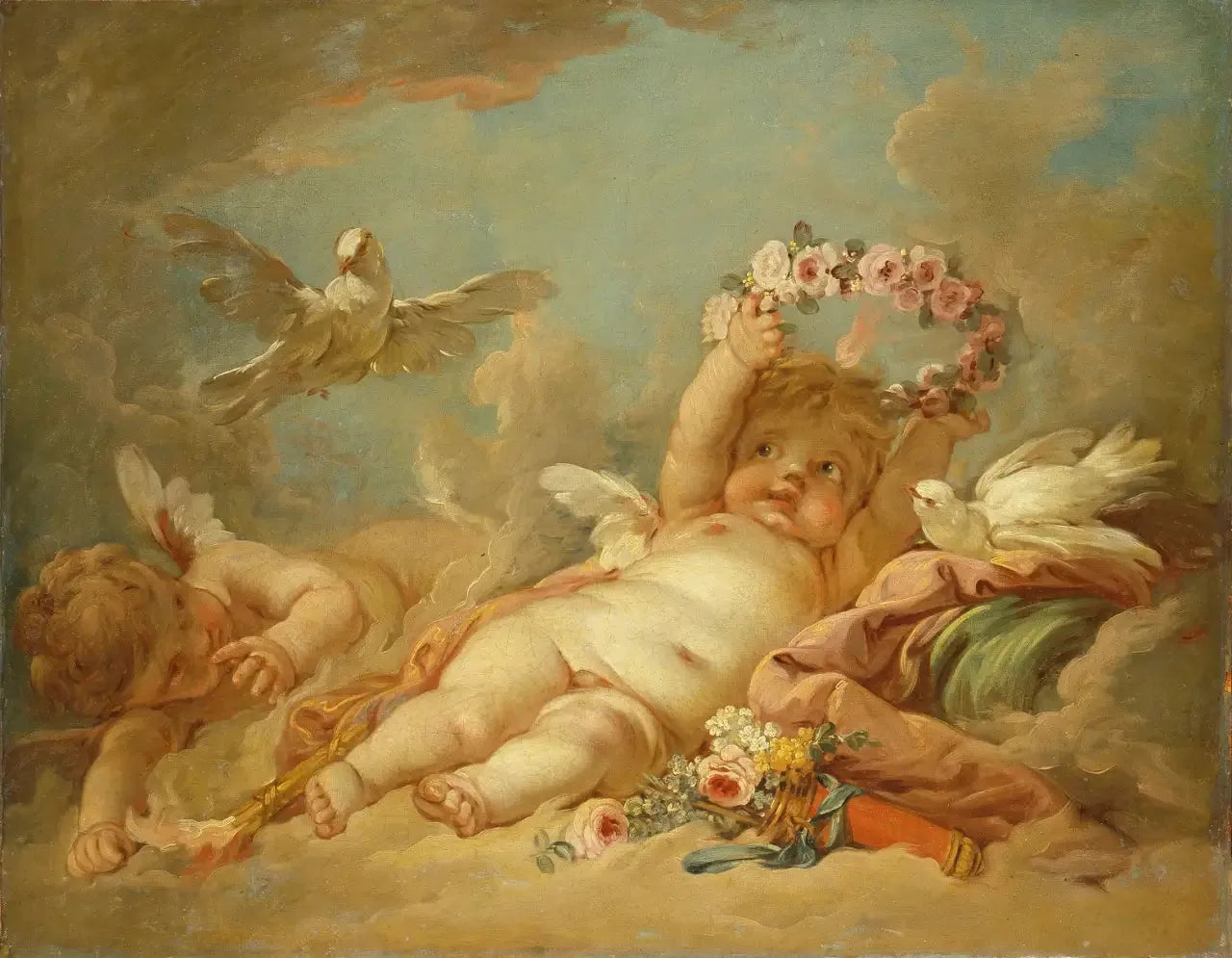 Amours - François Boucher image 1 copie de tableau peinte à la main