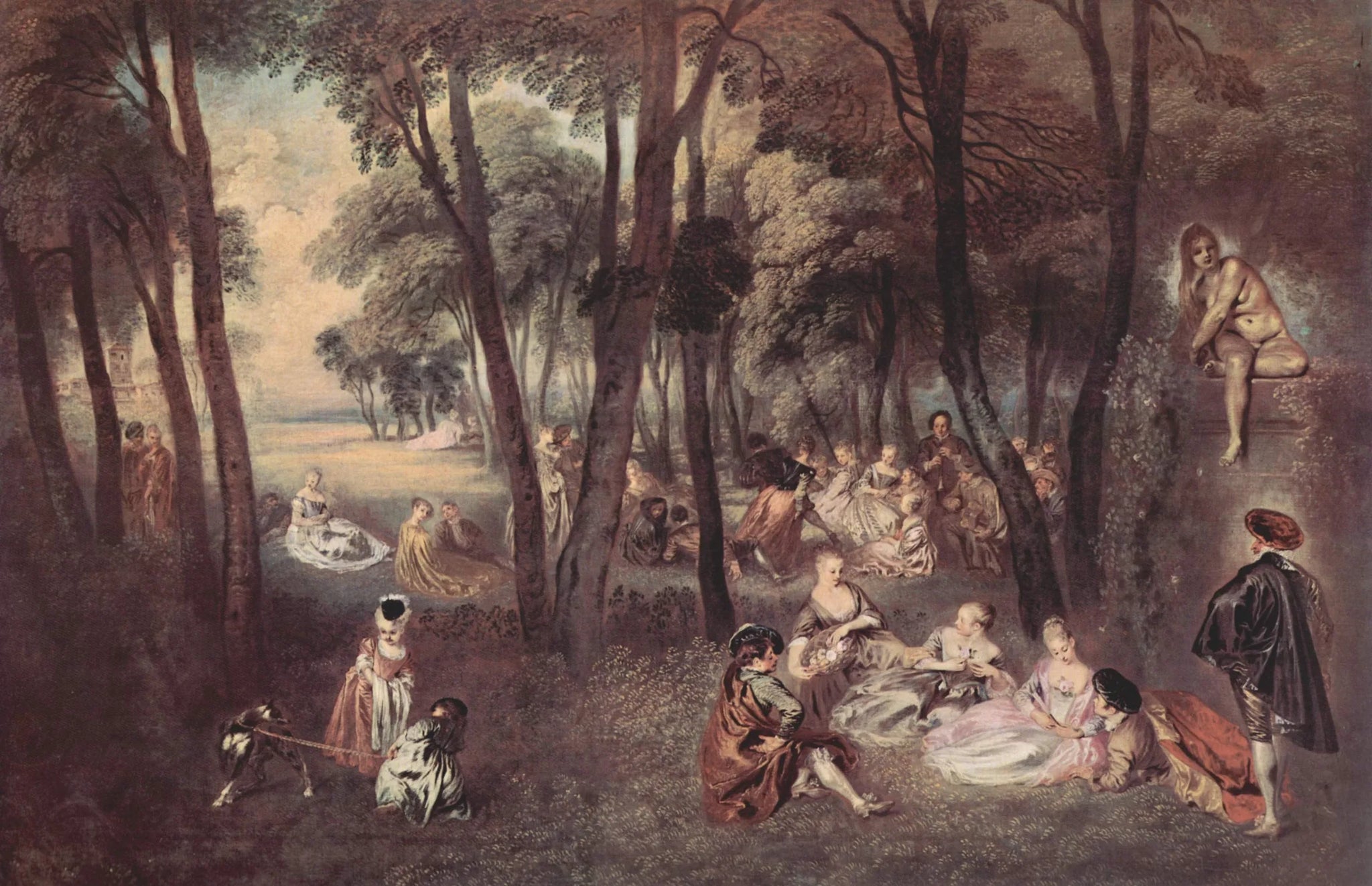 Amusements Champêtres - Antoine Watteau image 1 reproduction d’œuvre d’art à l’huile