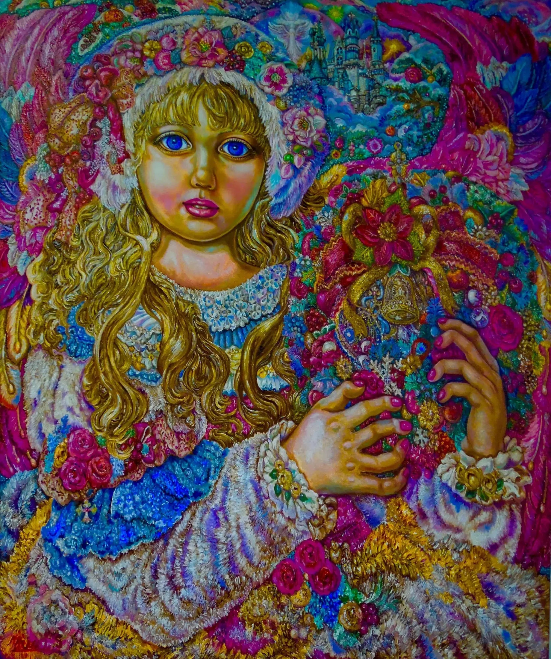 An angel of the Christmas wreath - Yumi Sugai image 1 copie de tableau peinte à la main