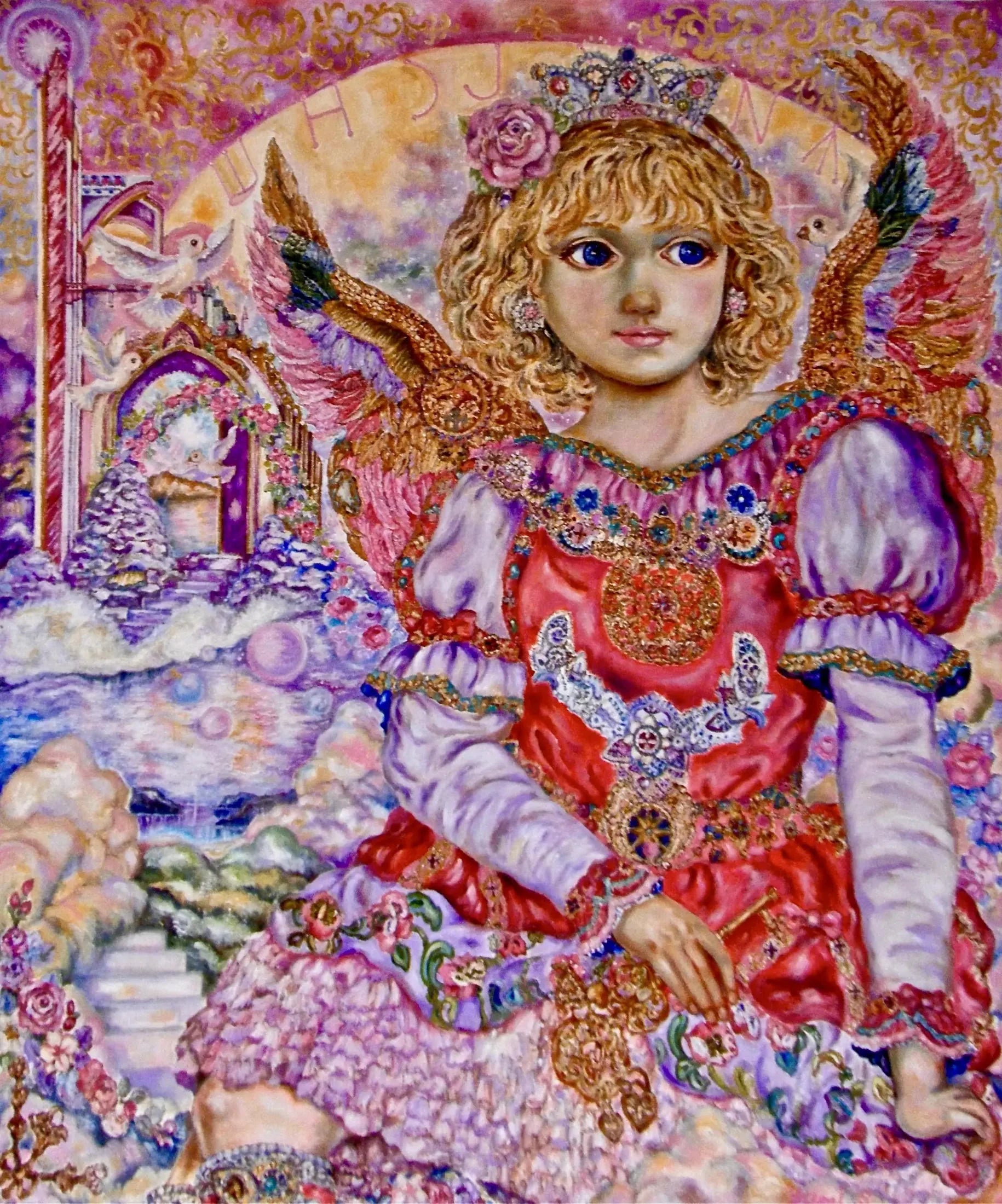 An angel with the keys to heaven - Yumi Sugai image 1 tableau peint à l’huile sur toile
