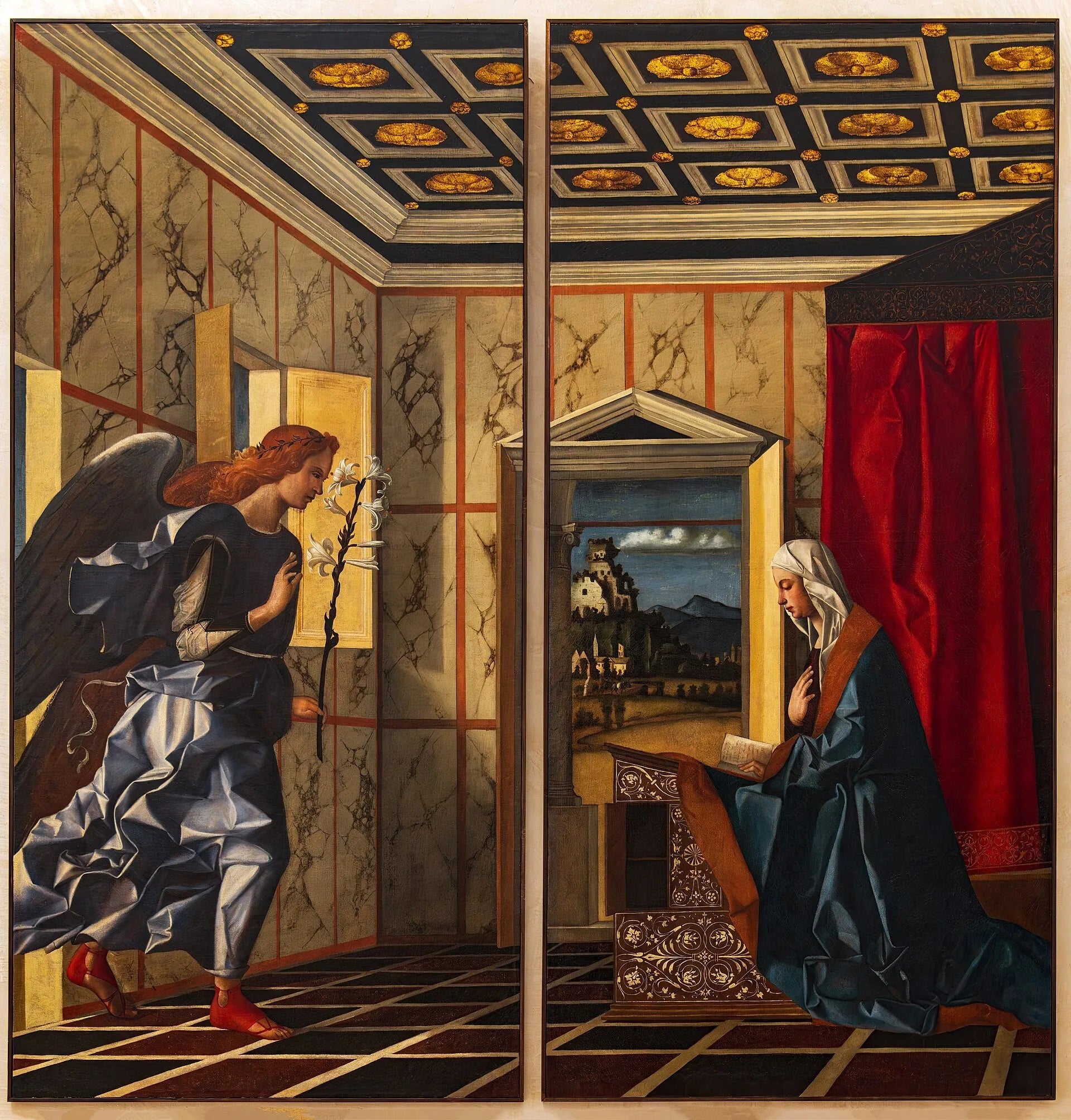 Ange de l'Annonciation, Vierge de l'Annonciation - Giovanni Bellini image 1 reproduction artisanale de tableau