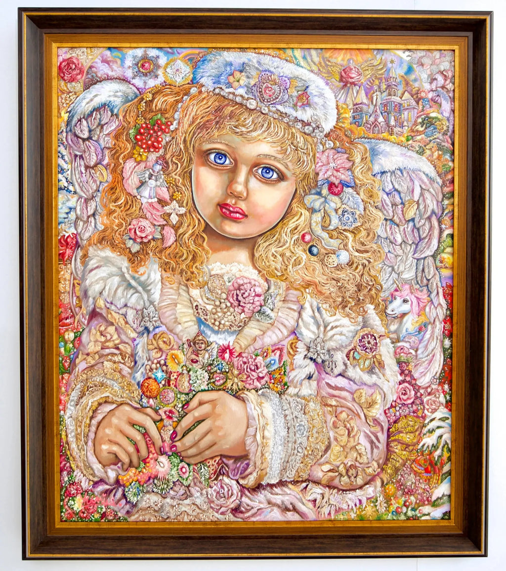 Ange des Lumières de Noël | 60 x 75 cm image 1 reproduction de peinture à l’huile