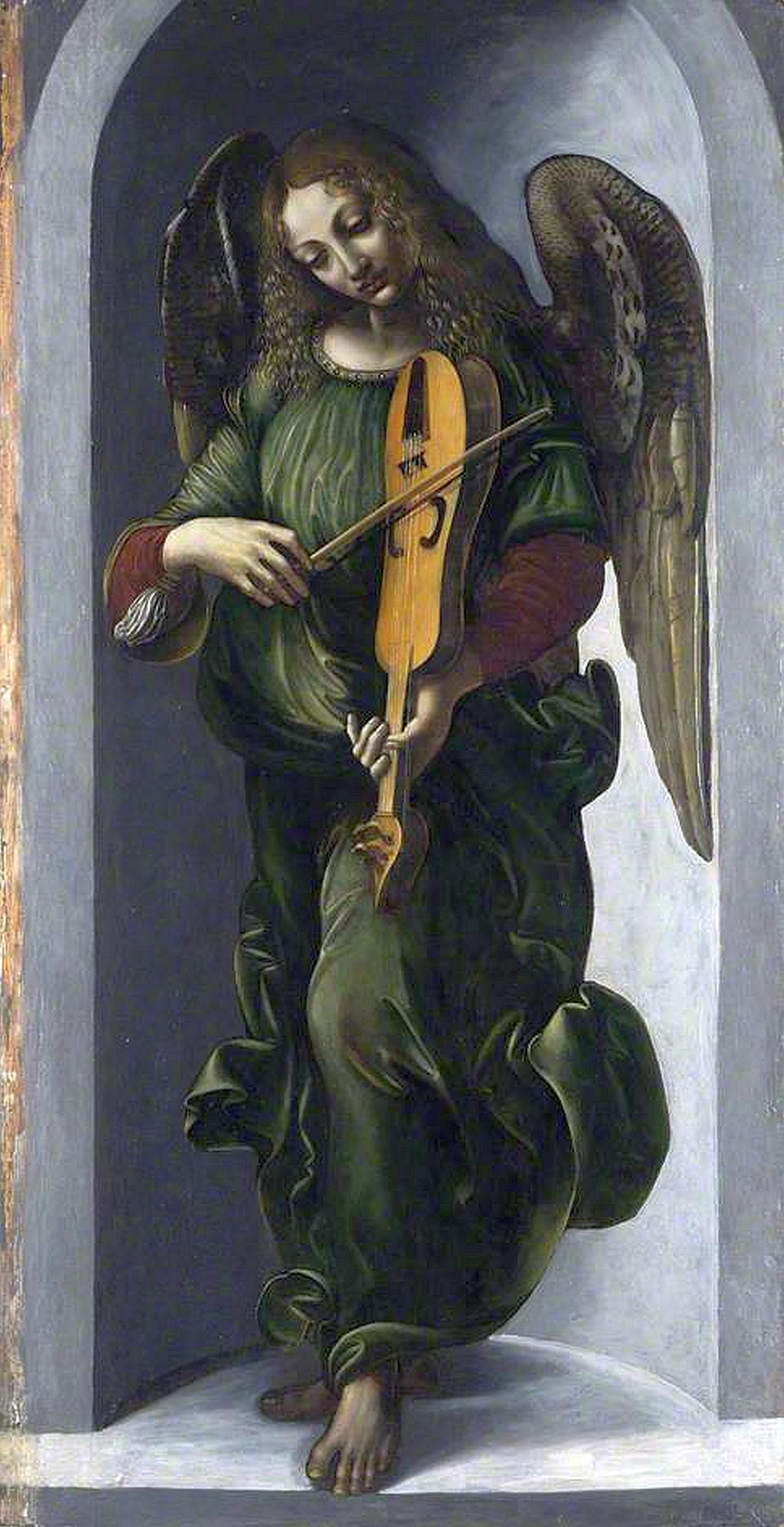 Ange musicien en vert jouant de la vièle - Giovanni Ambrogio de Predis