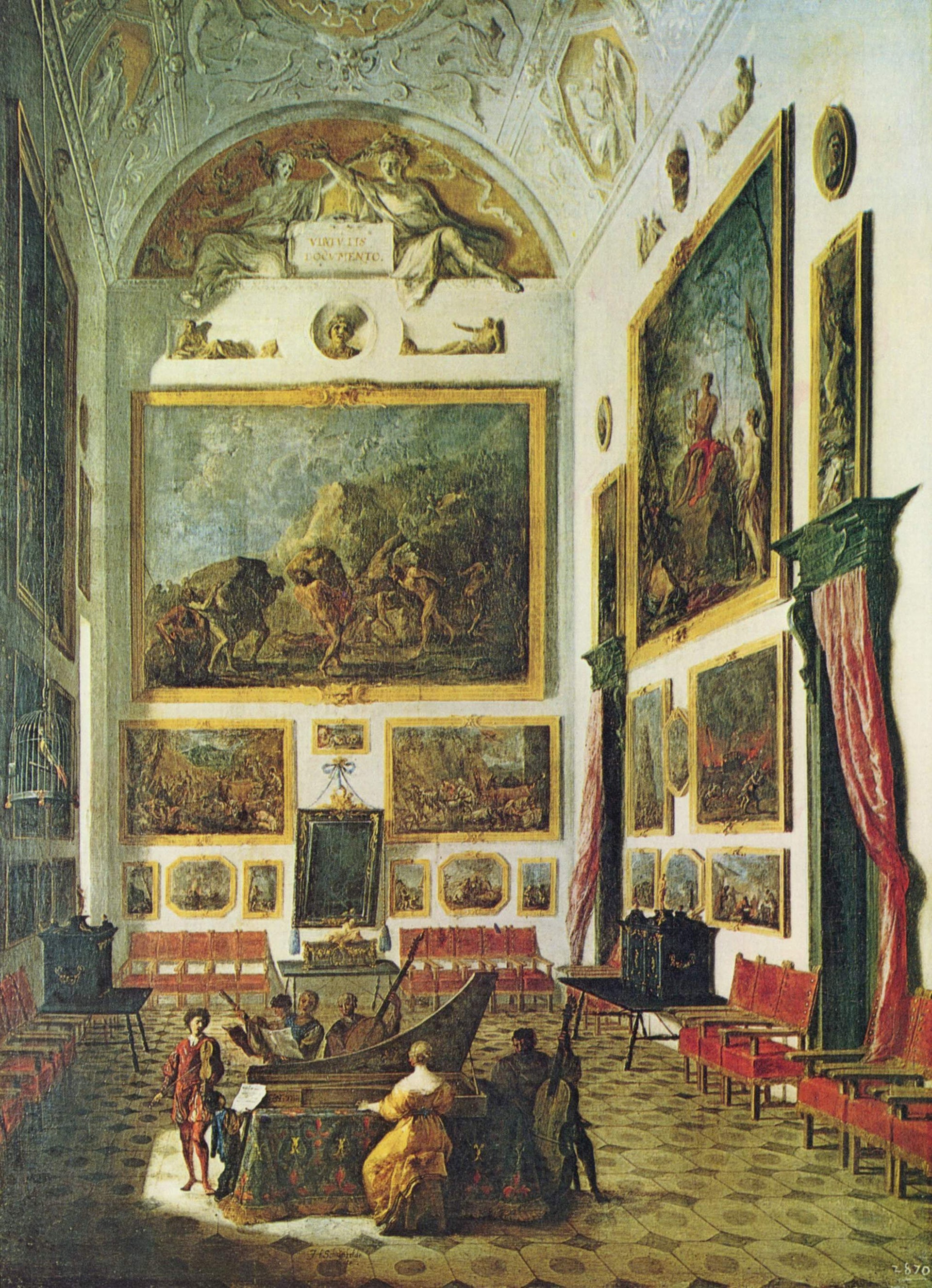 Animation musicale à l'épinette - Johann Heinrich Schönfeld image 1 reproduction de peinture à l’huile