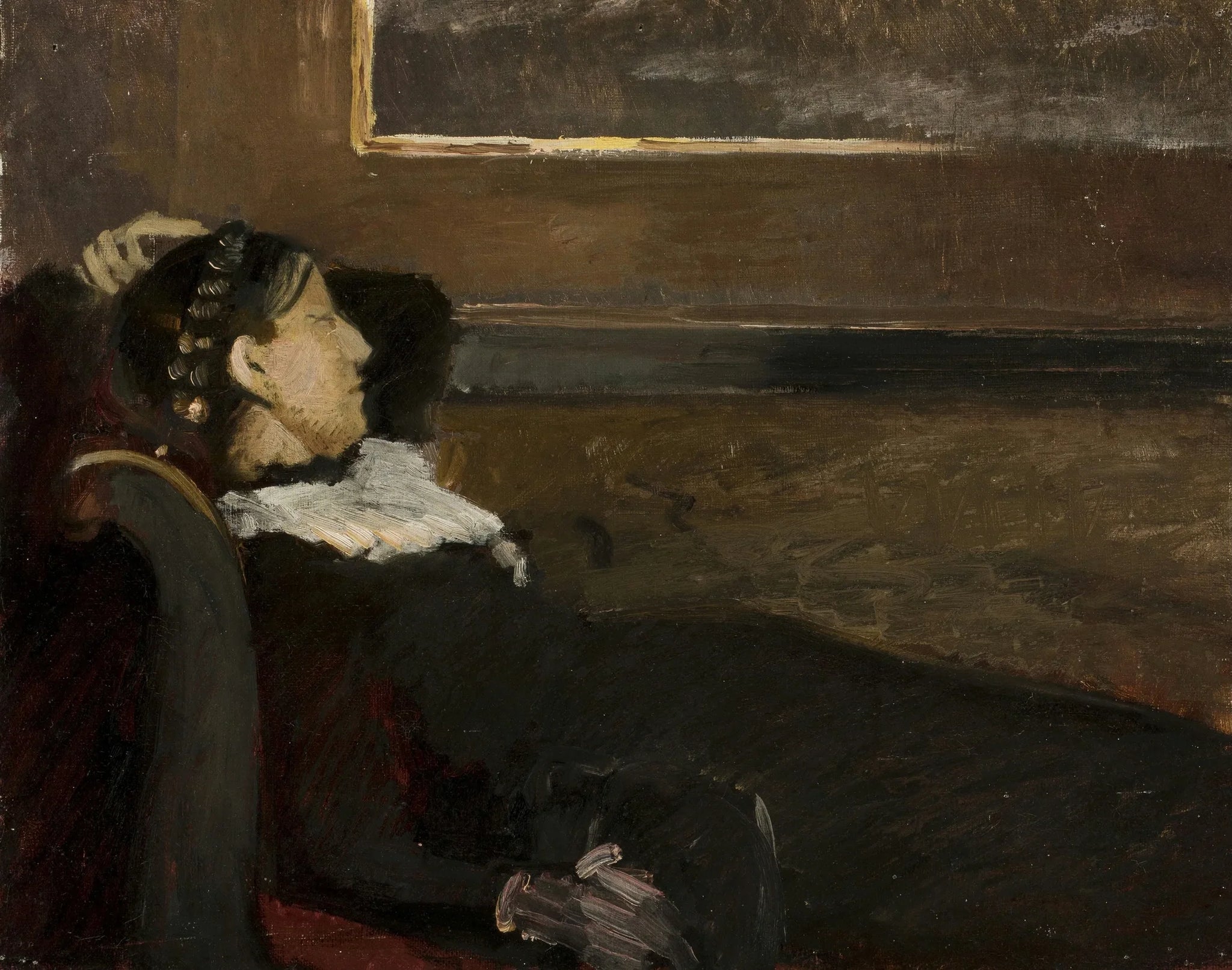 Anna Ancher se repose dans la salle à manger de Brøndum. - Michael Peter Ancher image 1 copie peinte à la main à l’huile