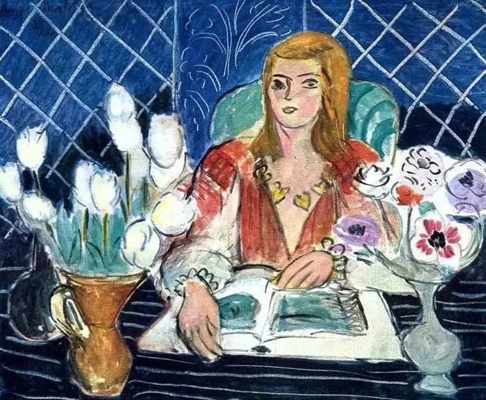 Annelies, tulipes blanches et anémones - Henri Matisse image 1 tableau peint à l’huile sur toile