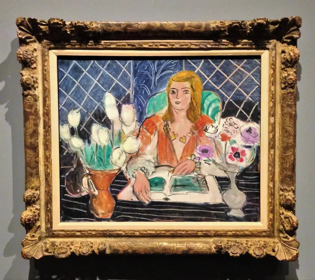 Annelies, tulipes blanches et anémones - Henri Matisse image 2 reproduction artisanale de tableau