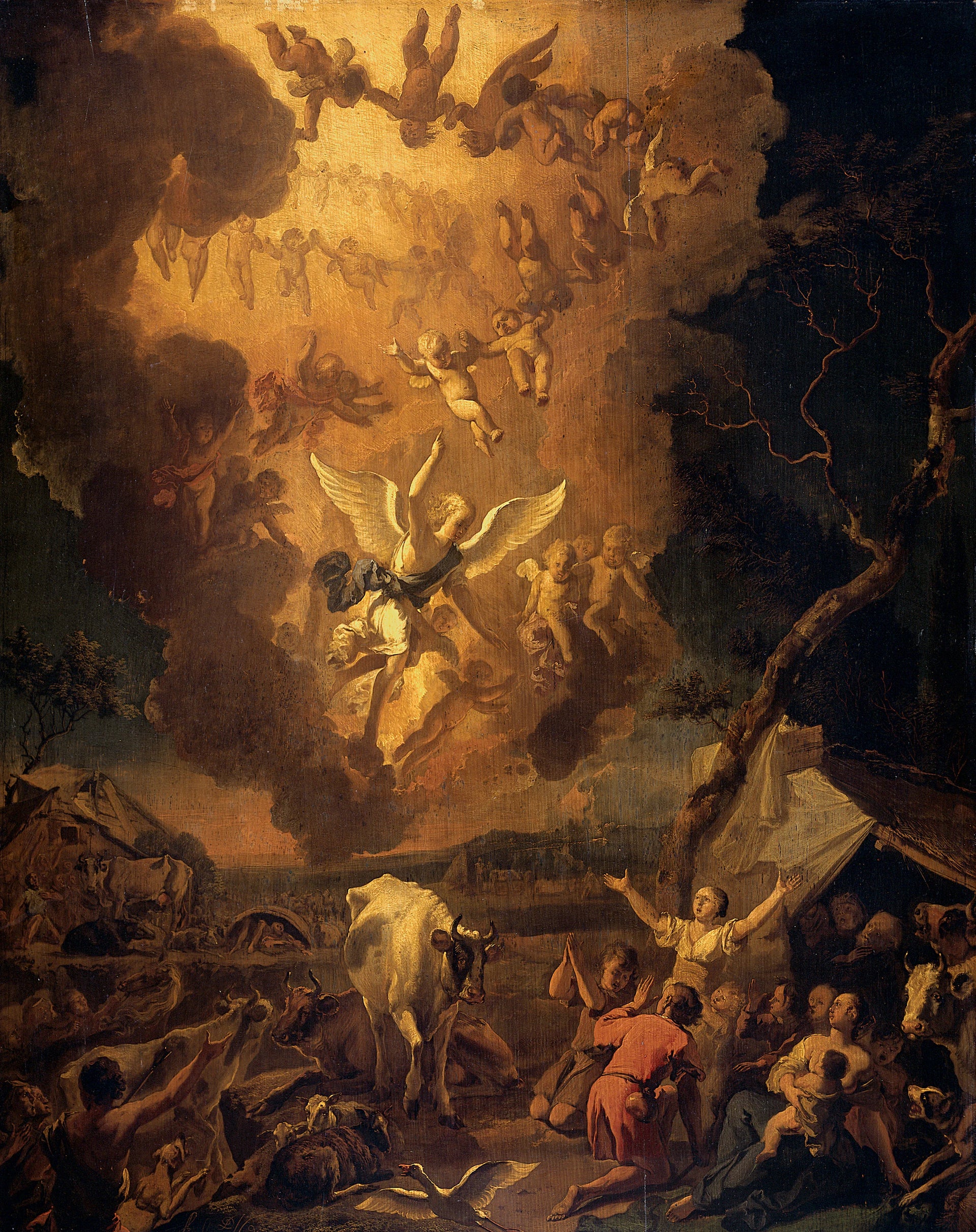L'annonce aux bergers - Abraham Hondius