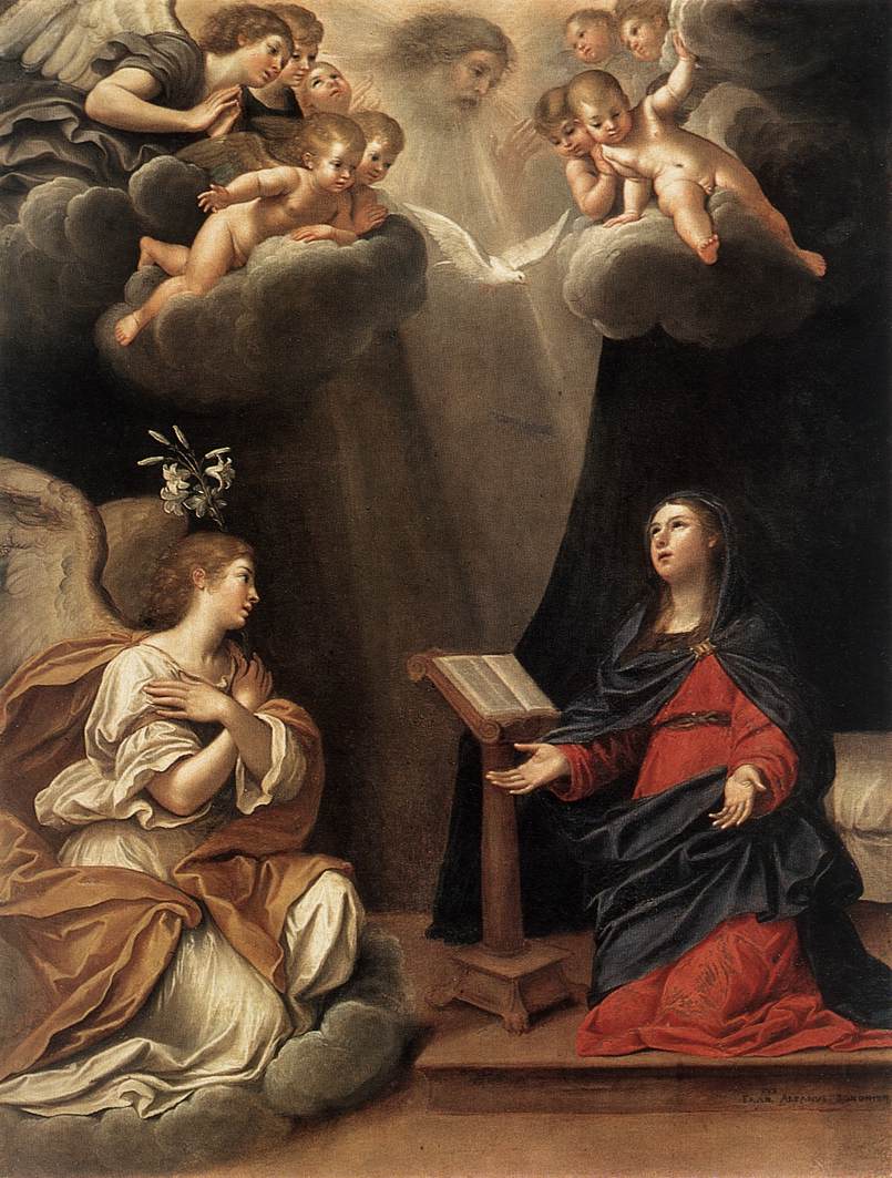 Annonciation - Francesco Albani image 1 copie de tableau peinte à la main