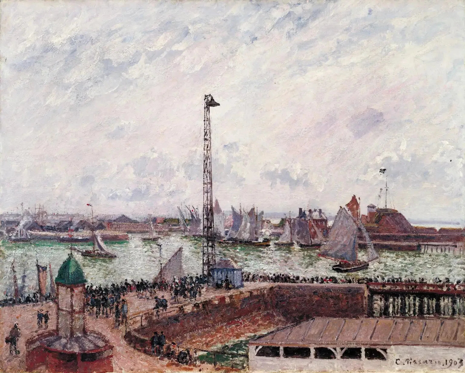 Anse des pilotes, Le Havre, matin, temps gris, brumeux - Camille Pissarro image 1 reproduction d’œuvre d’art à l’huile