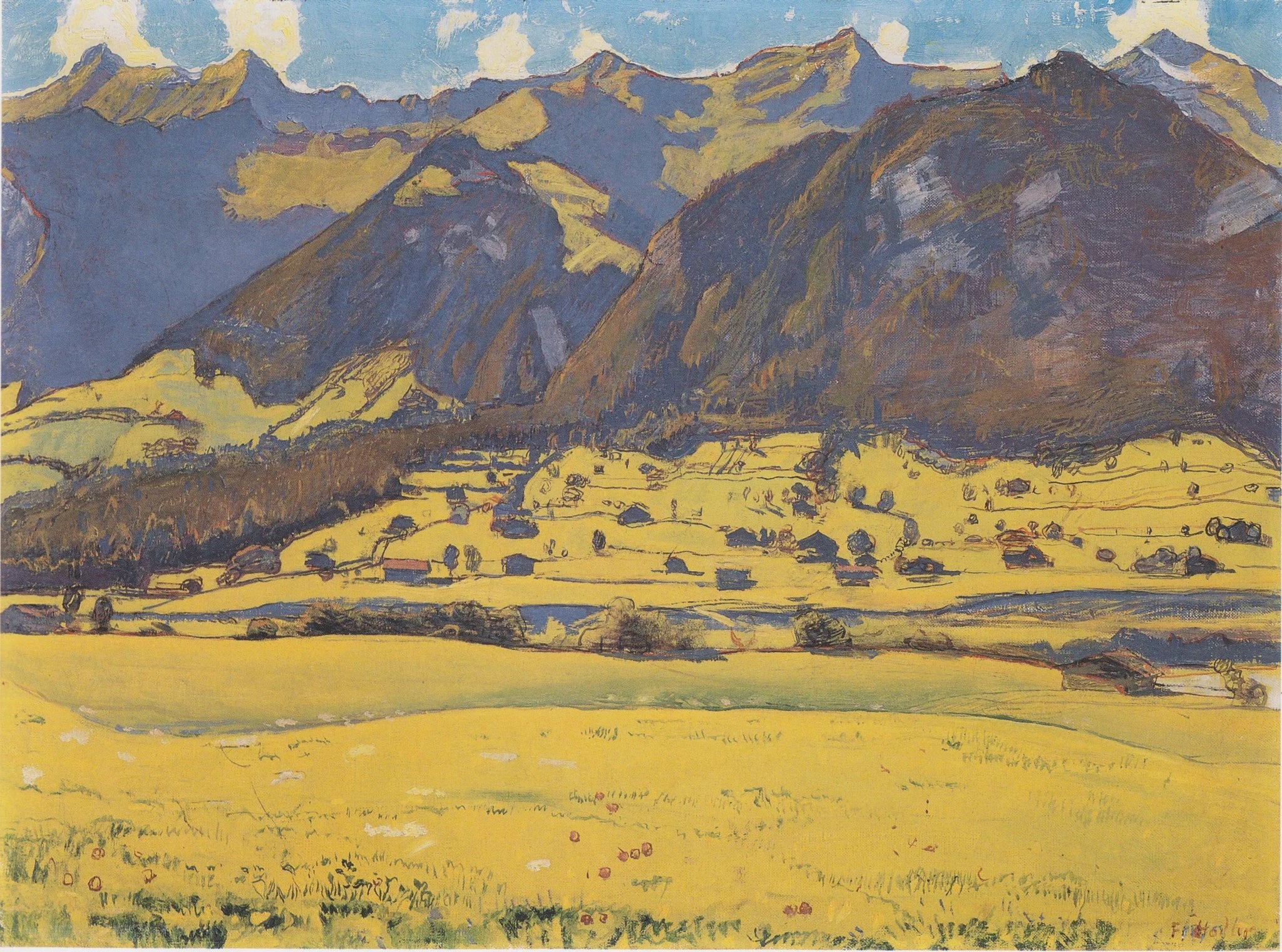 Ansicht des Fromberghorns von Reichenbach aus - Ferdinand Hodler image 1 copie peinte à la main à l’huile
