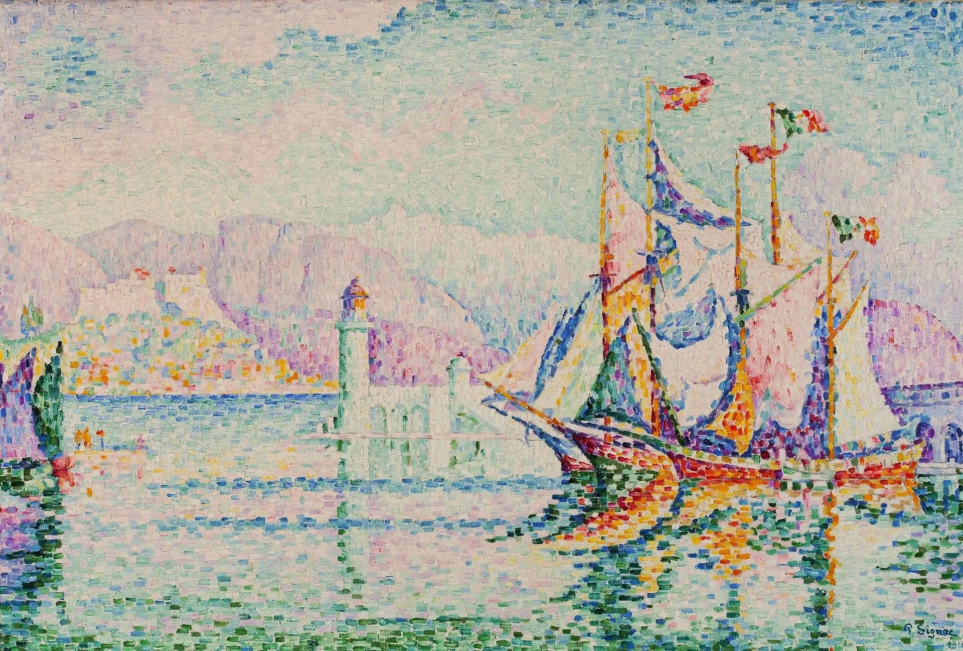 Antibes - Le matin. - Paul Signac image 1 copie peinte à la main à l’huile
