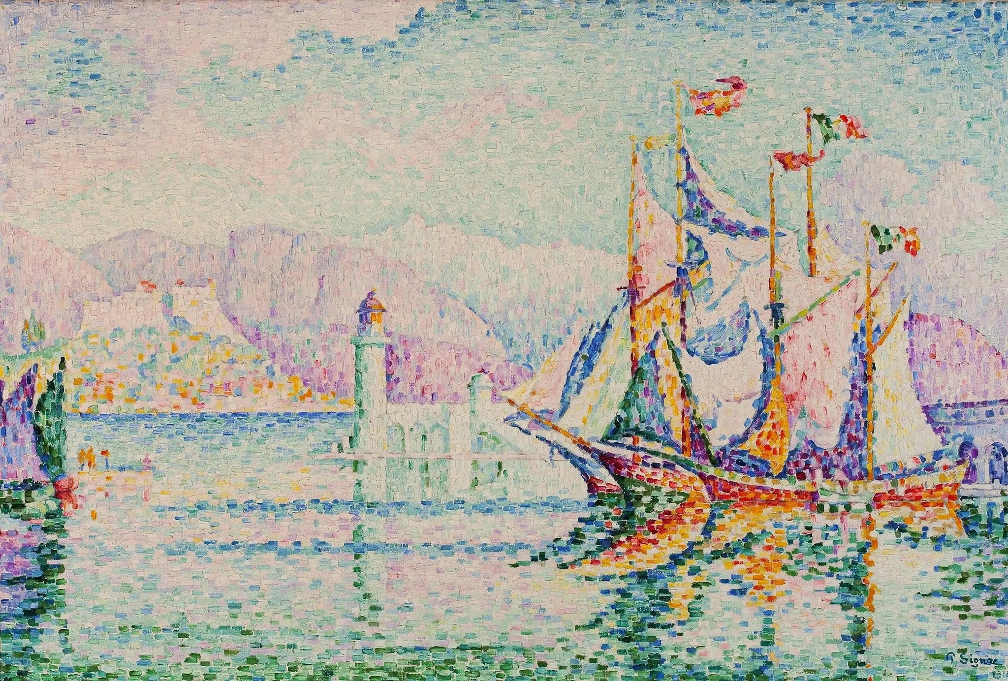 Antibes - Le matin. - Paul Signac image 1 copie peinte à la main à l’huile