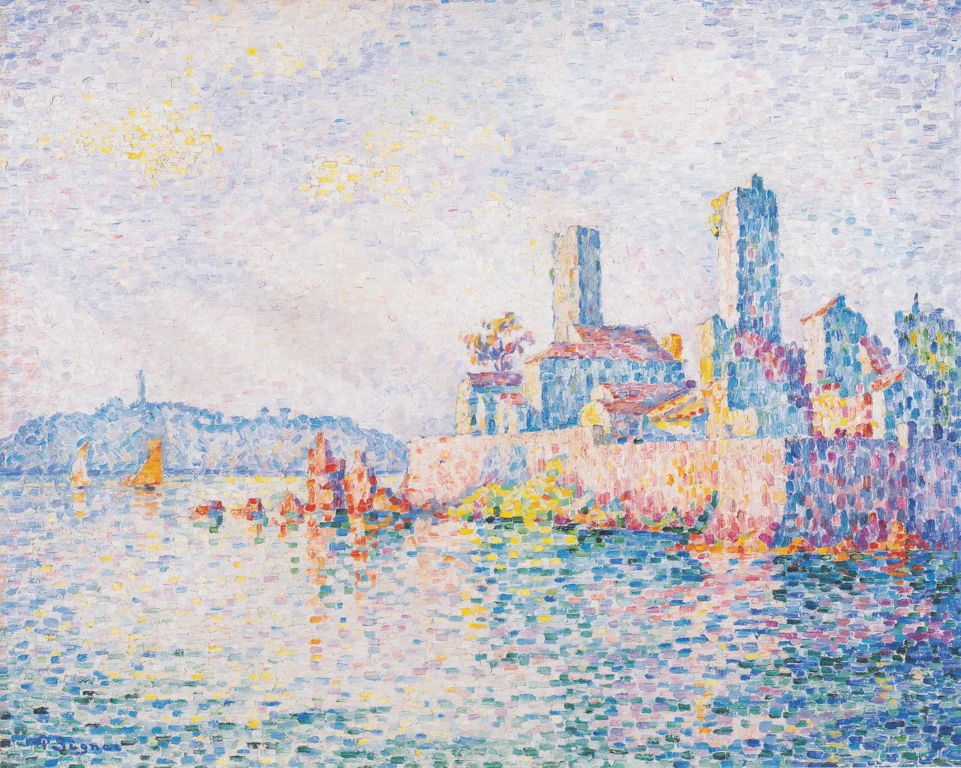 Antibes, Les tours - Paul Signac image 1 copie peinte à la main à l’huile