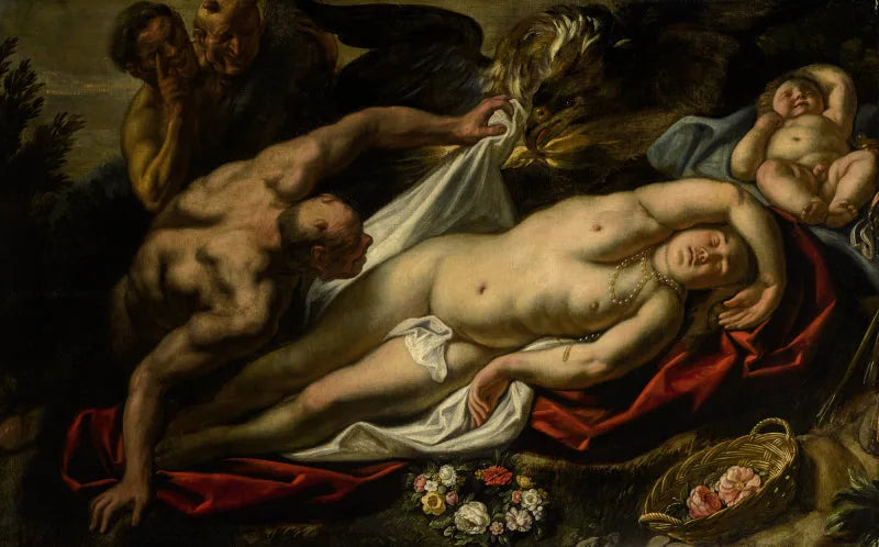 Antiope endormie, approchée par Jupiter - Jacob Jordaens image 1 reproduction de peinture à l’huile