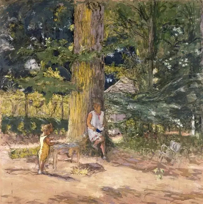 Antoinette David-Weill et son neveu Maurice Lambiotte à Mareil-le-Guyon, projet - Édouard Vuillard image 1 tableau peint à l’huile sur toile