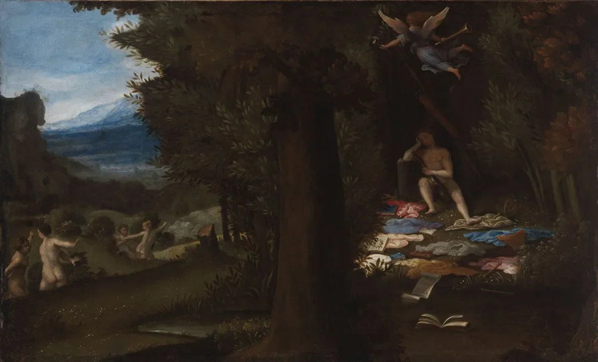 Apollon endormi et les Muses célèbres - Lorenzo Lotto image 1 copie peinte à la main à l’huile