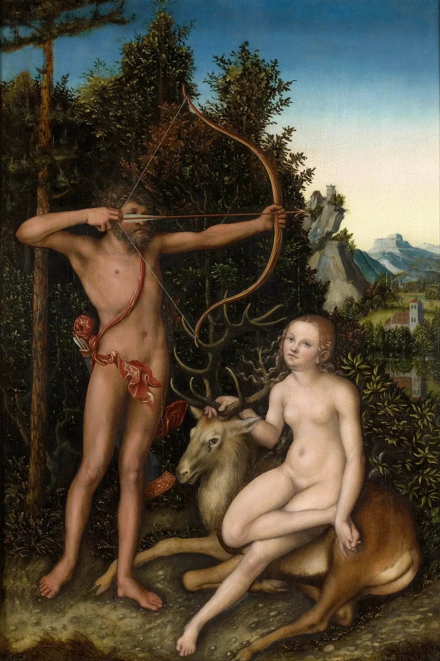 Apollon et Diane - Lucas Cranach the Elder image 1 reproduction de peinture à l’huile