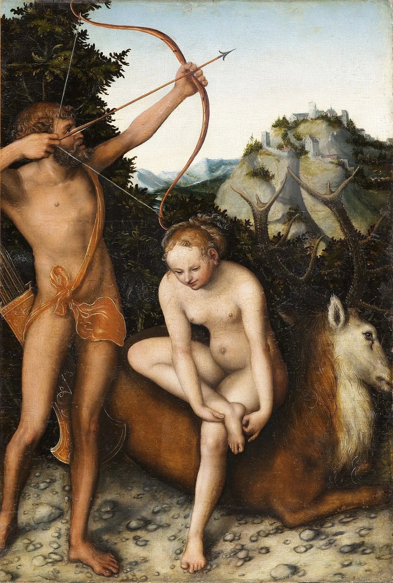 Apollon et Diane - Lucas Cranach the Elder image 1 reproduction artisanale de tableau