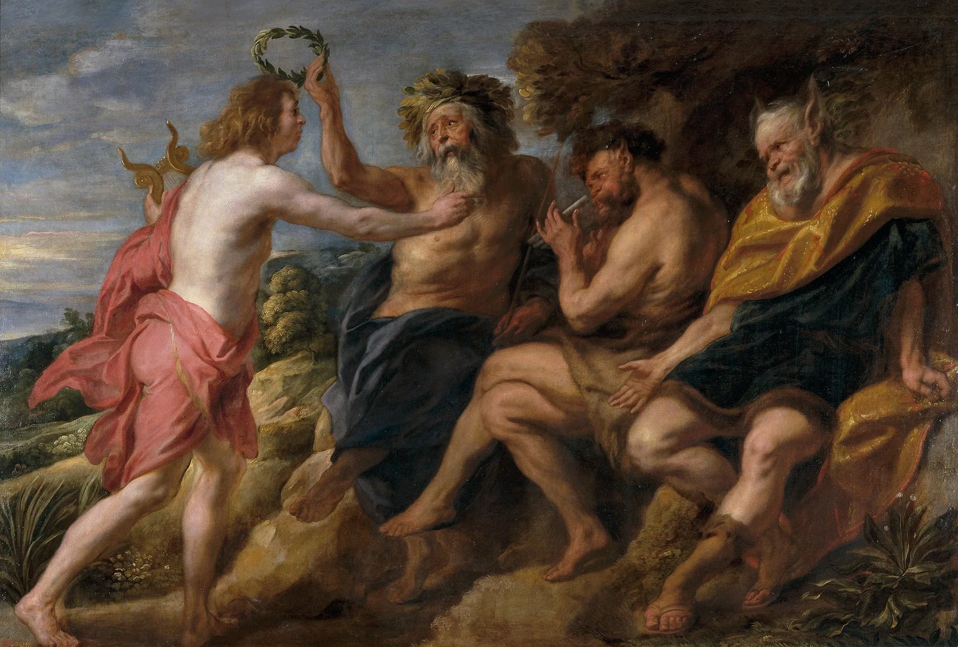 Apollon vainqueur de Pan - Jacob Jordaens image 1 copie peinte à la main à l’huile