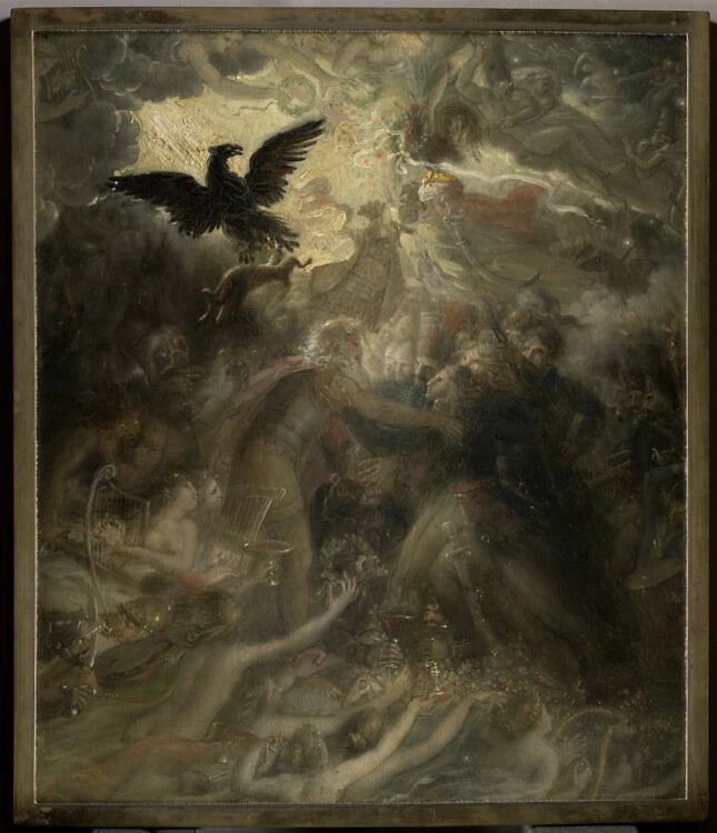 L'apothéose des héros français morts pour la patrie pendant la guerre de la Liberté, dit aussi Les ombres des héros français reçues par Ossian dans l'Elysée aérien - Anne-Louis Girodet de Roucy-Trioson