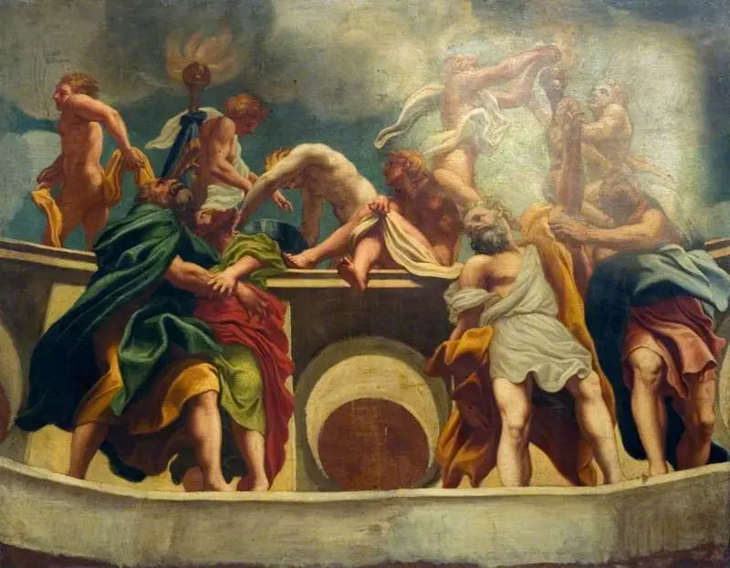 Apôtres et anges à l'Assomption (copie de la fresque de la coupole de la cathédrale de Parme) - Antonio da Correggio image 1 copie de tableau peinte à la main