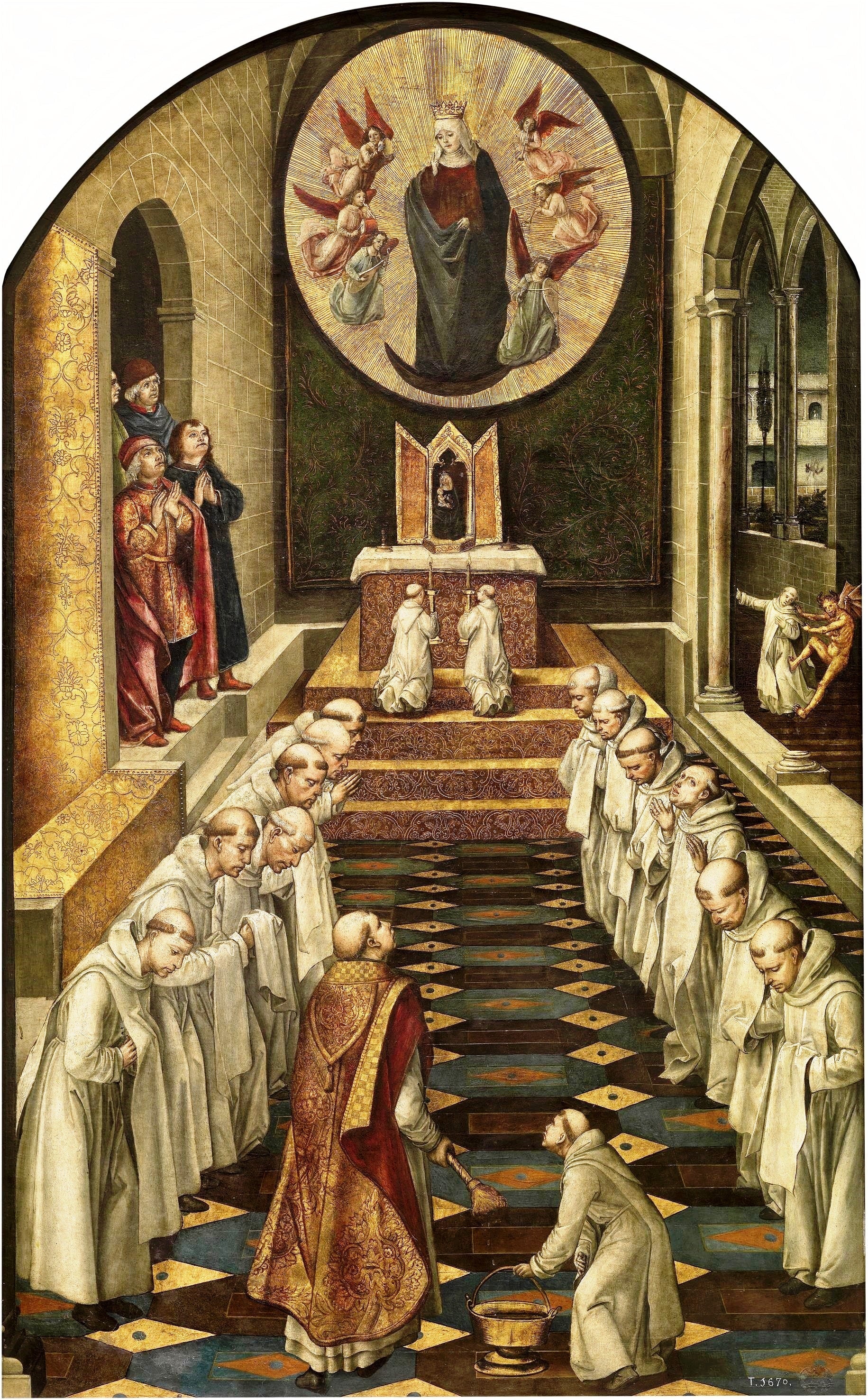 Apparition de la Vierge à une communauté de Dominicains - Pedro Berruguete image 1 copie de tableau peinte à la main