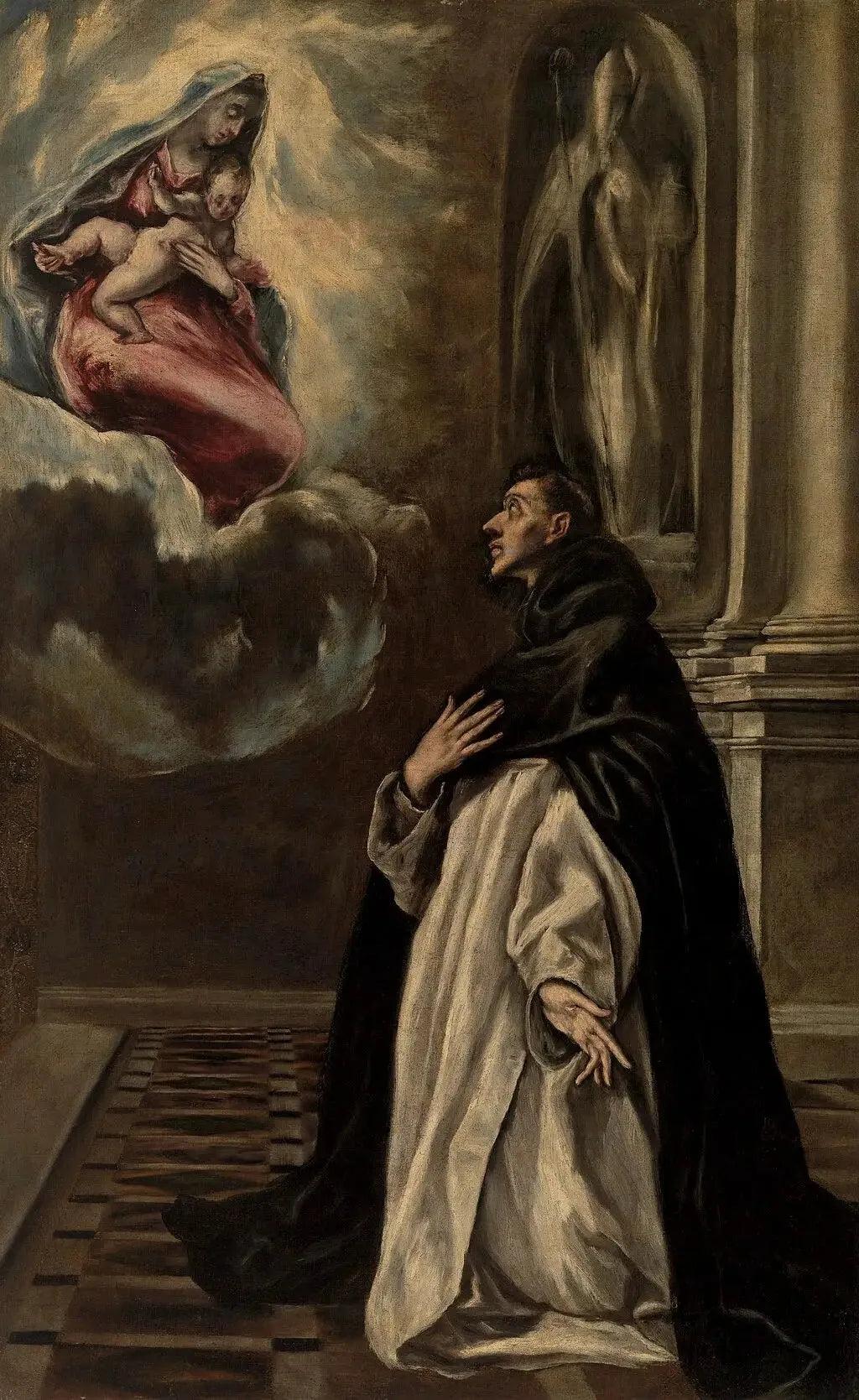 Apparition de la Vierge et de l'Enfant à saint Hyacinthe - El Greco image 1 copie de tableau peinte à la main