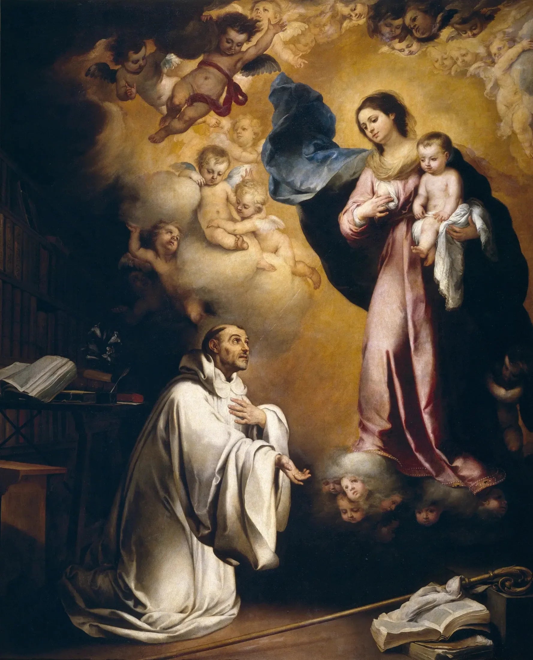 Apparition de la Vierge Marie à Saint Bernard - Bartolomé Esteban Murillo image 1 copie de tableau peinte à la main