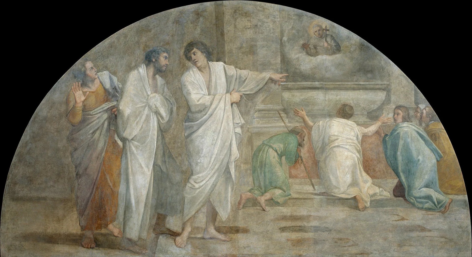Apparition de saint Didaque au-dessus de son sépulcre - Annibale Carracci image 1 tableau peint à l’huile sur toile
